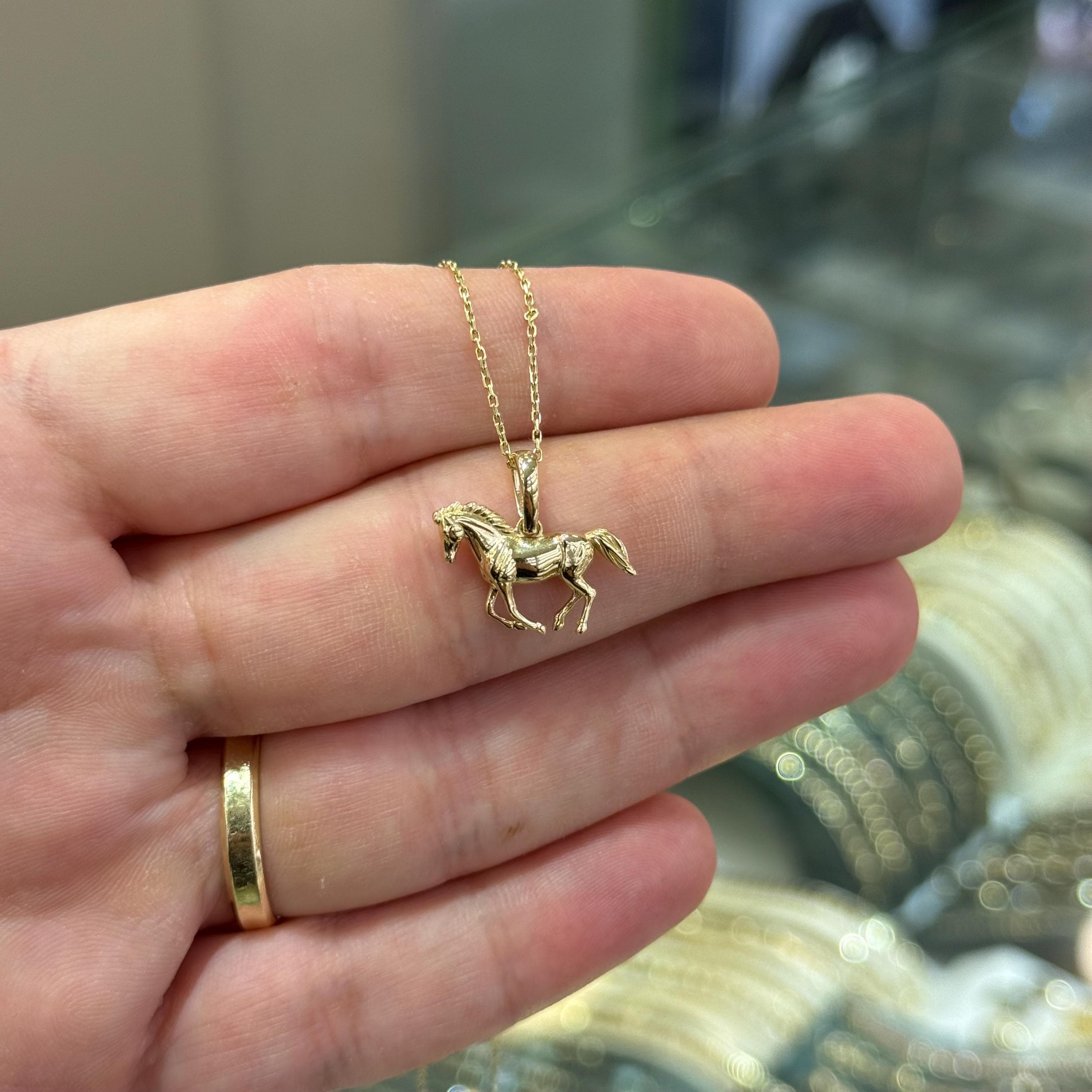 14K Gold Horse Pendant, 14K Solid Gold Necklace, Unique Horse Necklace, Gift for Her, Ferrari Horse, Necklace for Women, 14K Gold Jewelry - image 4