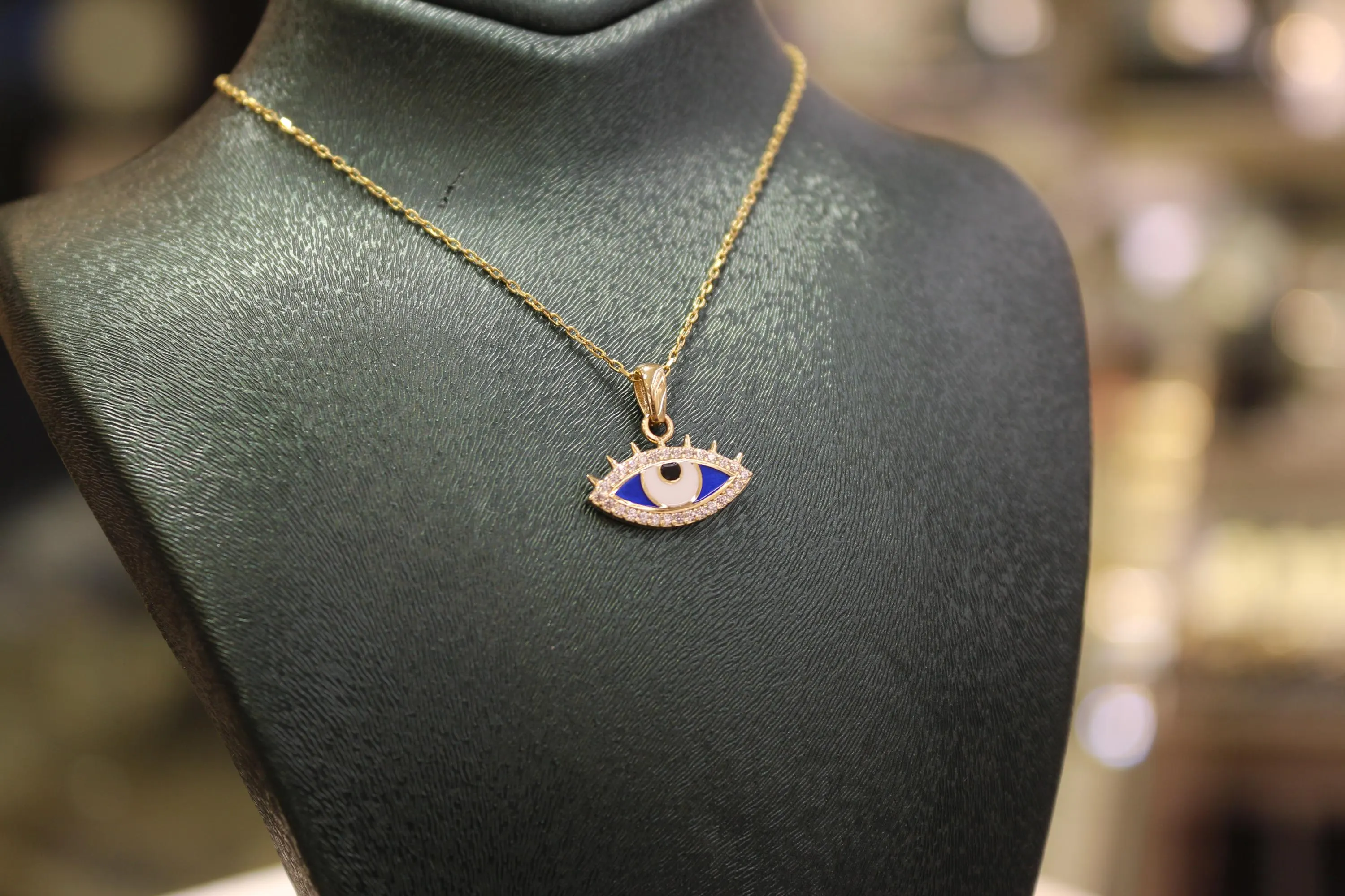 14k Gold Evil Eye Pendant, 14k Solid Gold Evil Eye Protection Necklace, Pendant, Gold Pendant , Gift for Her, Blue Eye Charm, Jewelry Gift - image 4