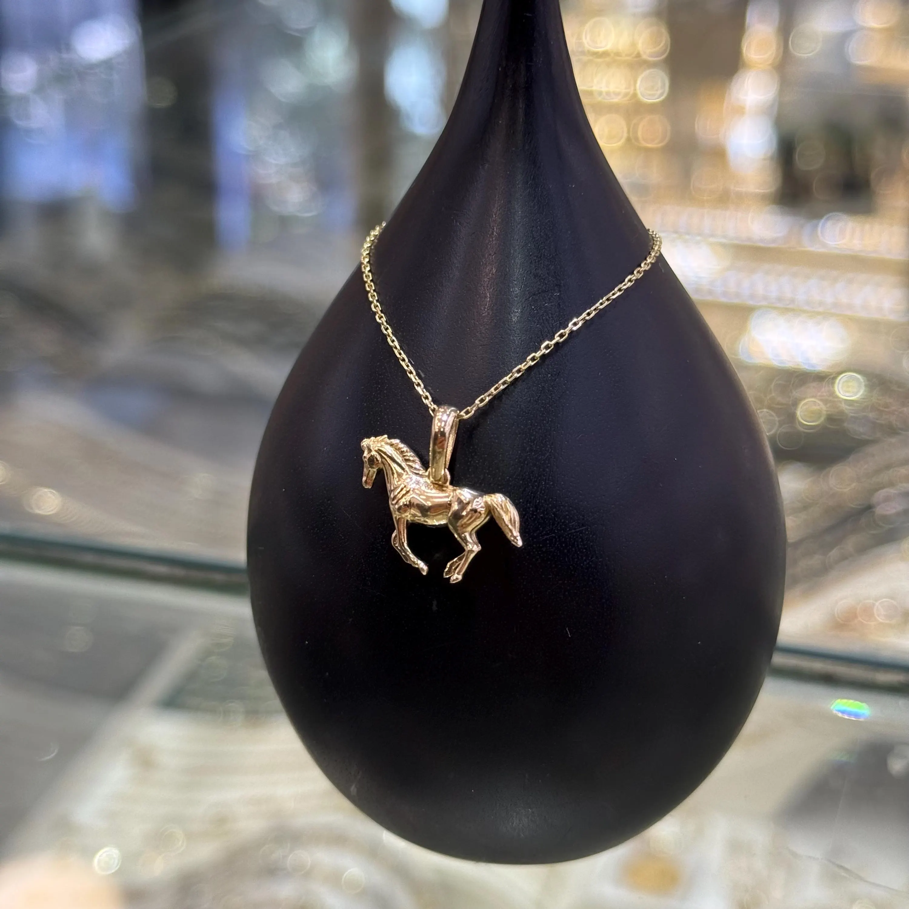14K Gold Horse Pendant, 14K Solid Gold Necklace, Unique Horse Necklace, Gift for Her, Ferrari Horse, Necklace for Women, 14K Gold Jewelry - image 3