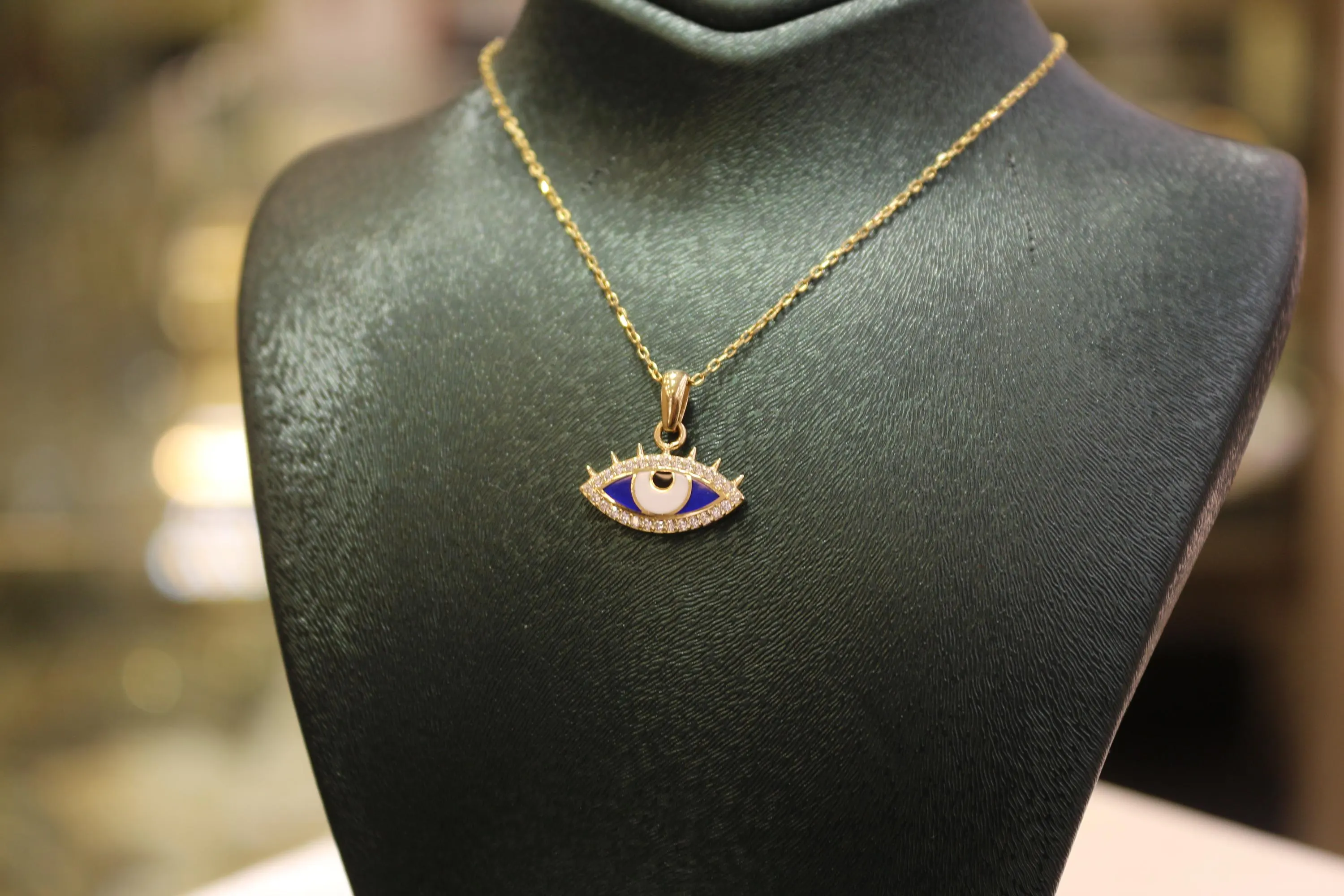 14k Gold Evil Eye Pendant, 14k Solid Gold Evil Eye Protection Necklace, Pendant, Gold Pendant , Gift for Her, Blue Eye Charm, Jewelry Gift - image 5