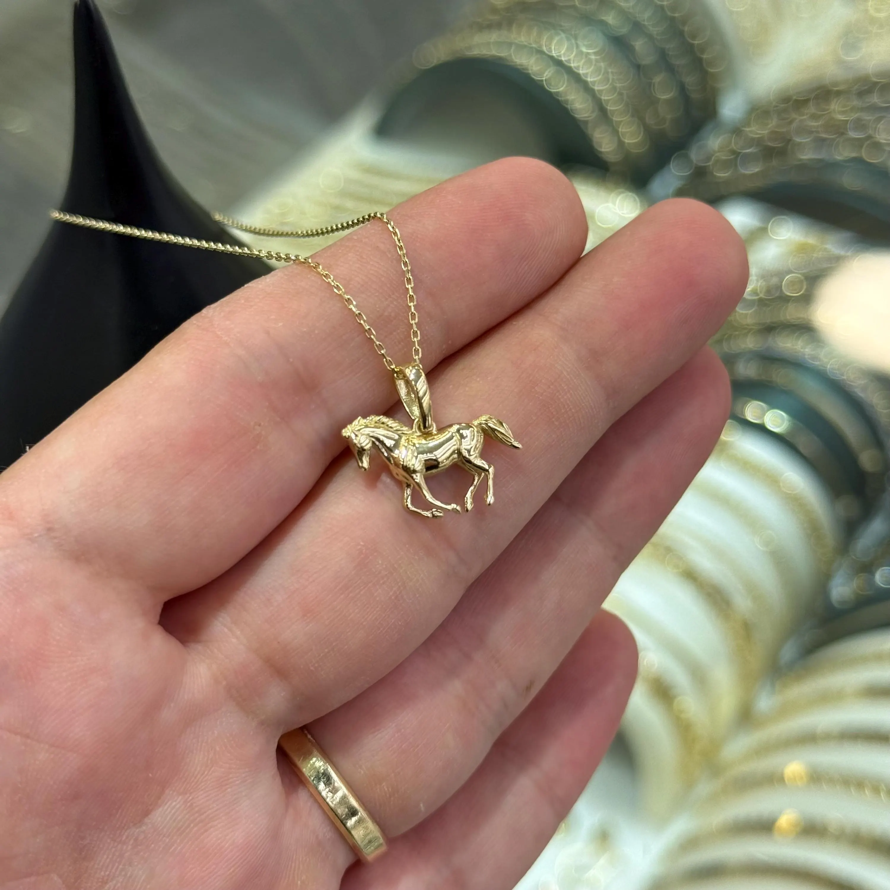 14K Gold Horse Pendant, 14K Solid Gold Necklace, Unique Horse Necklace, Gift for Her, Ferrari Horse, Necklace for Women, 14K Gold Jewelry - image 5