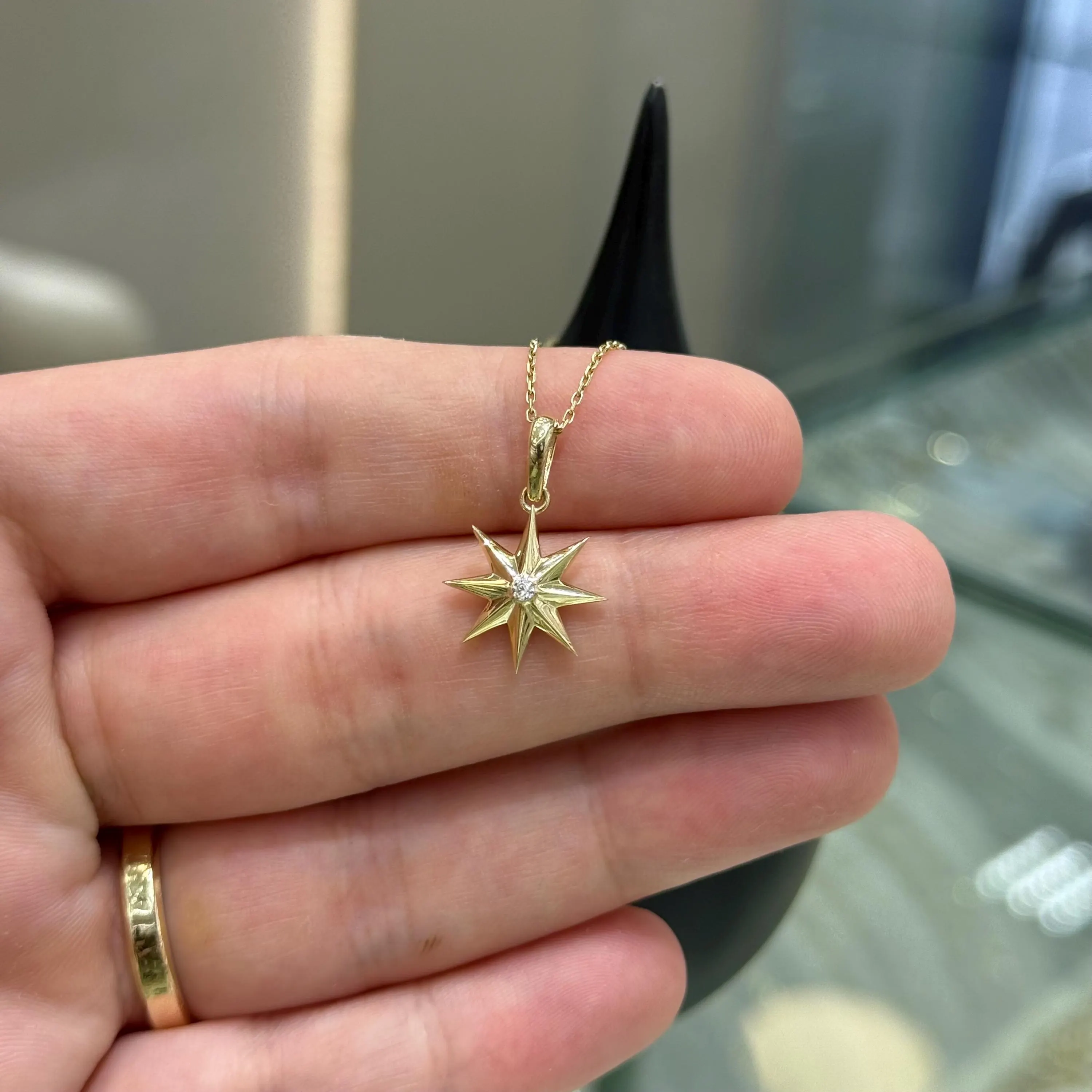 14k Gold North Star Necklace, Polaris Pendant, Pole Star Necklace, Gift for Her, Unique Gift, Northstar Charm, 14k Gold Pendant, Jewelry - image 4