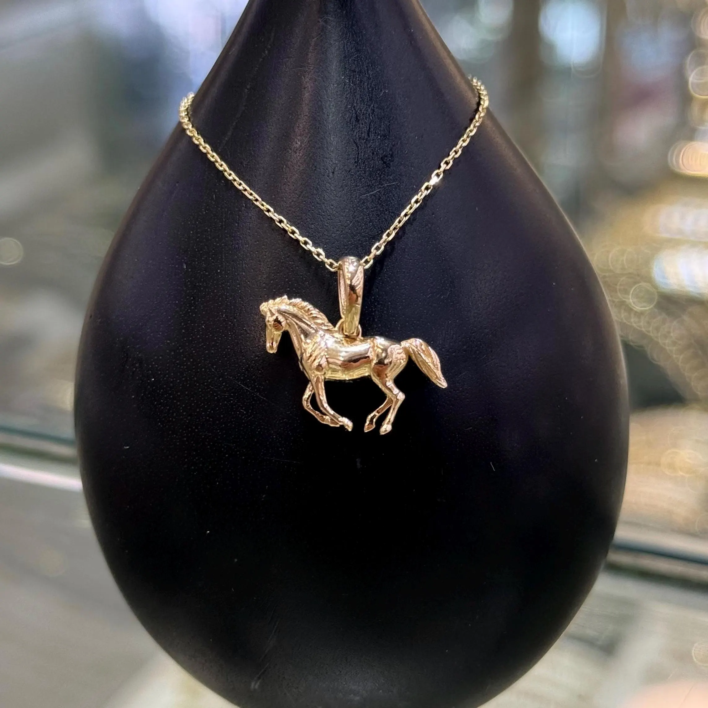 14K Gold Horse Pendant, 14K Solid Gold Necklace, Unique Horse Necklace, Gift for Her, Ferrari Horse, Necklace for Women, 14K Gold Jewelry