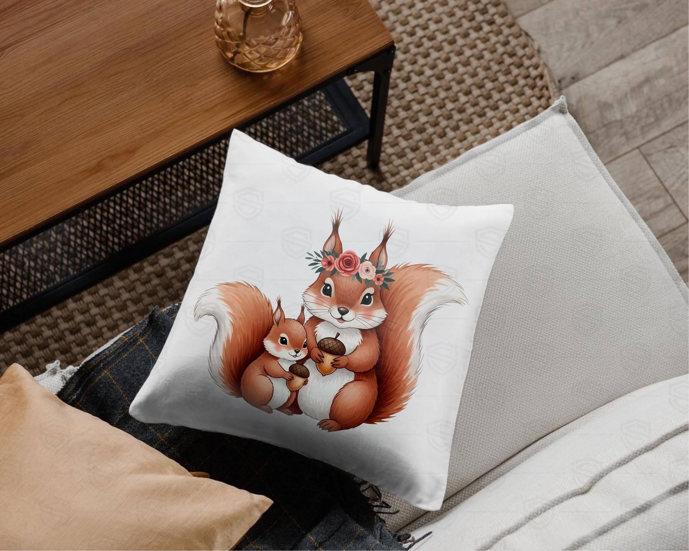 squirrel family mother baby forest clipart