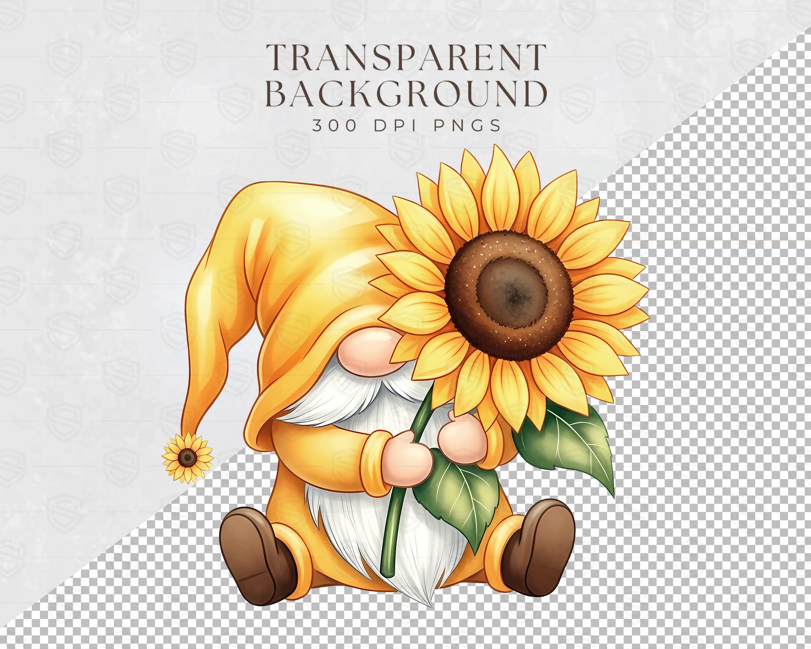 summer sunflower gnome clipart collection for sublimation and cricut