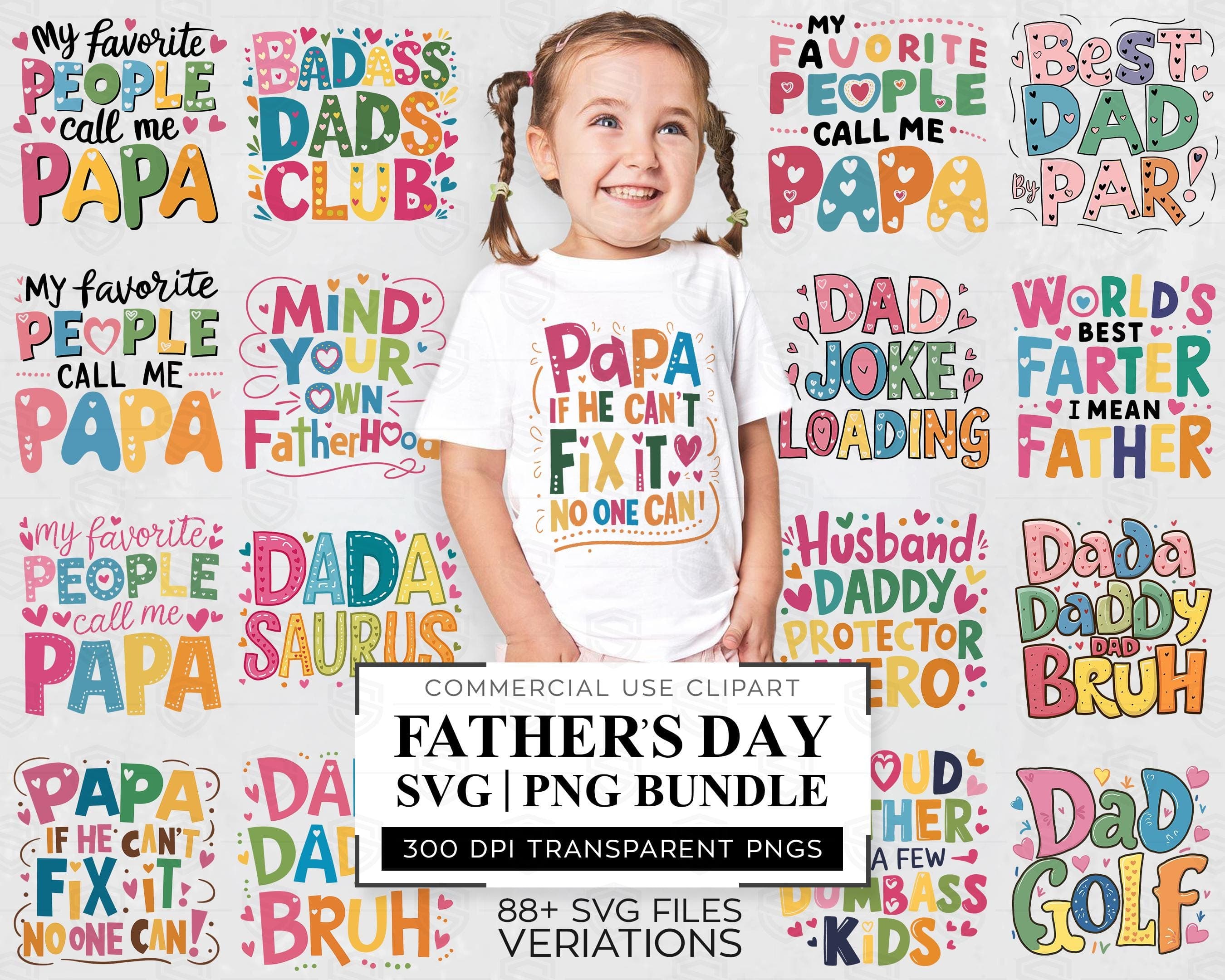 Father's Day Typography SVG PNG Bundle, Best Dad Ever Quotes, Dad Sayings Cut Files, Cricut Sublimation Designs, Funny Dad Shirt SVG