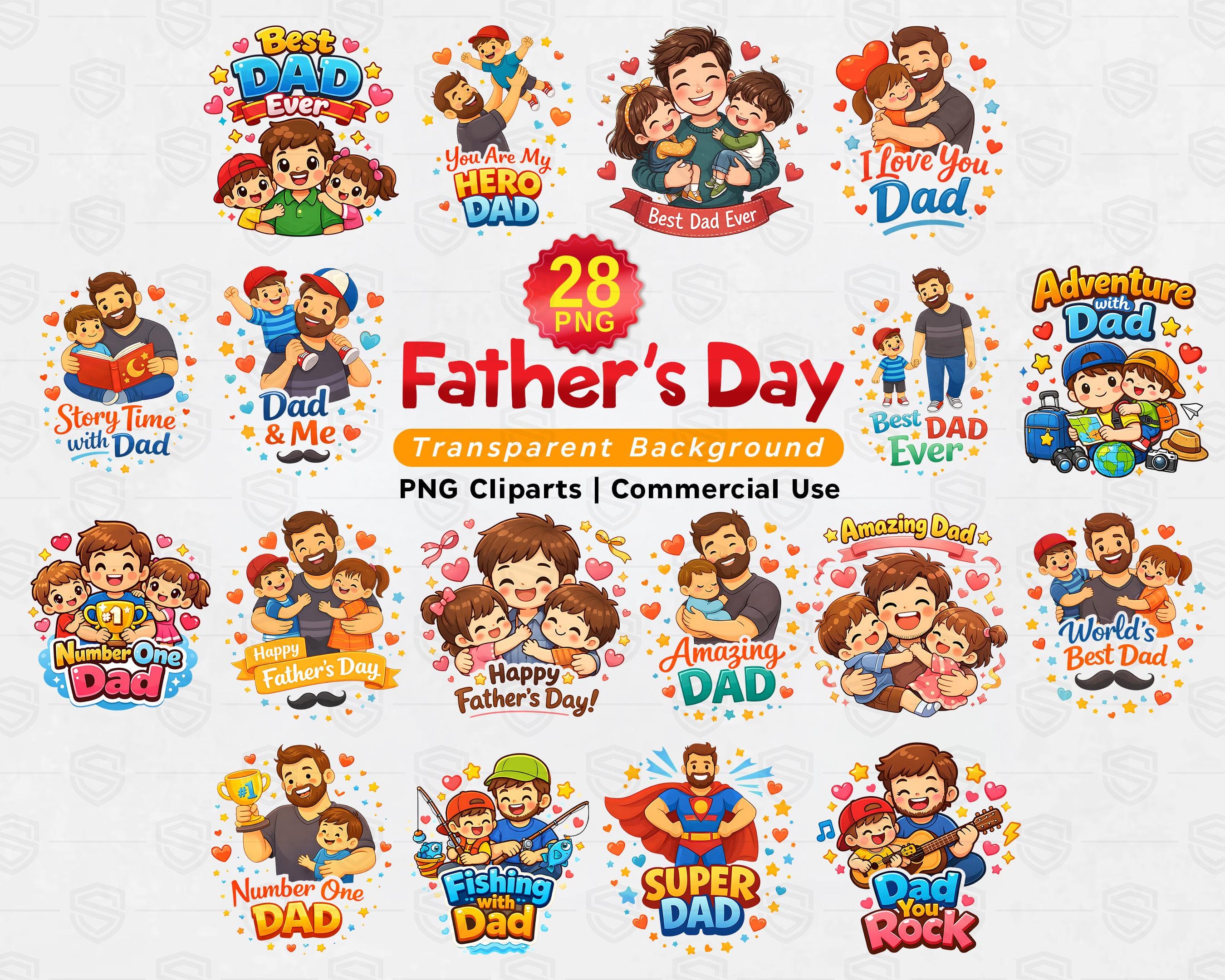 Fathers Day Clipart Bundle PNG, Dad Quotes Cartoon Graphics, Super Dad Sublimation Designs, Best Dad Ever PNG, Instant Download