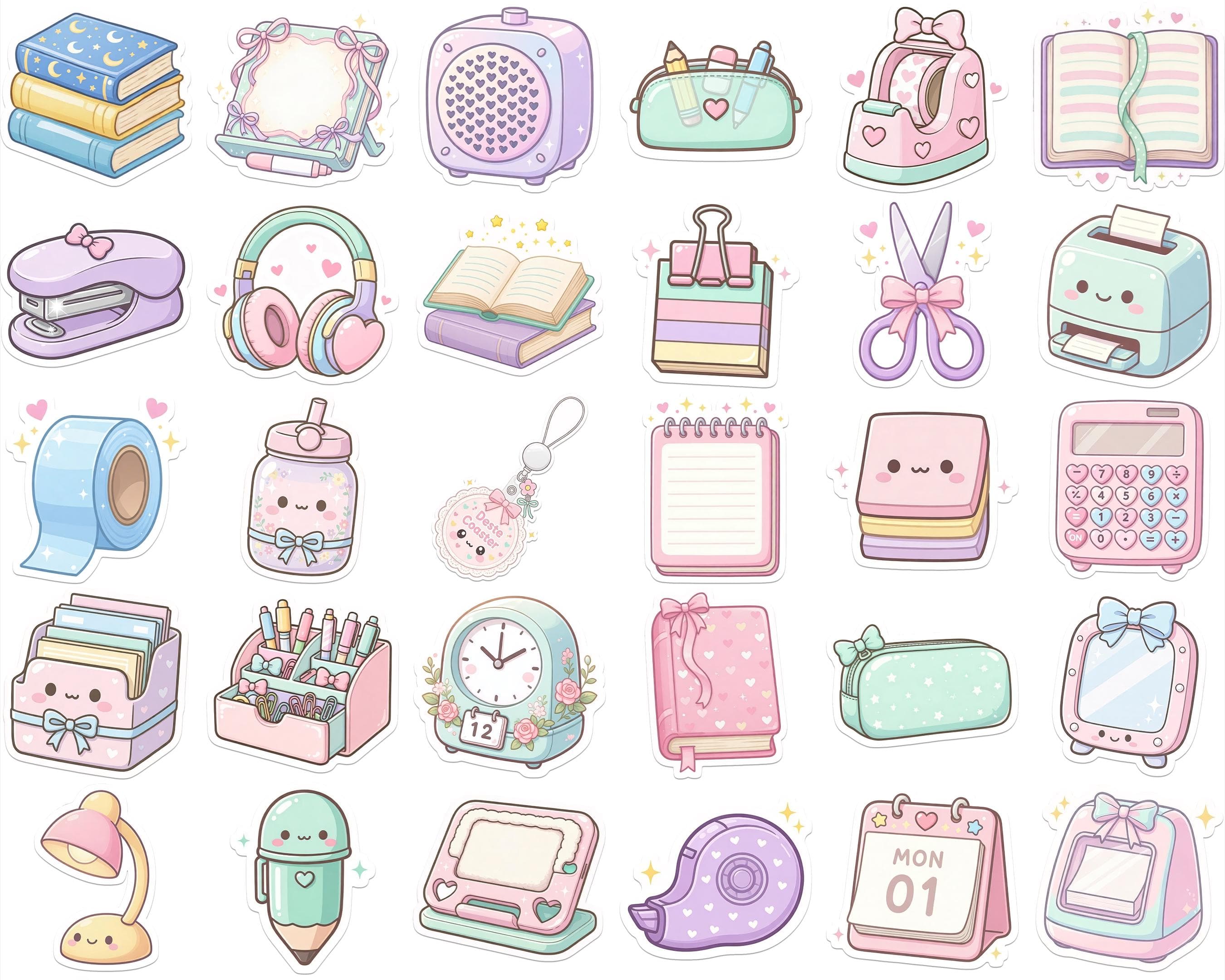 Add charm, creativity, and cuteness to your projects with this 150+ Kawaii School & Stationery Sticker Bundle! Featuring adorable pastel-style illustrations, this digital clipart pack is perfect for planners, journals, scrapbooks, stickers, and creative designs.