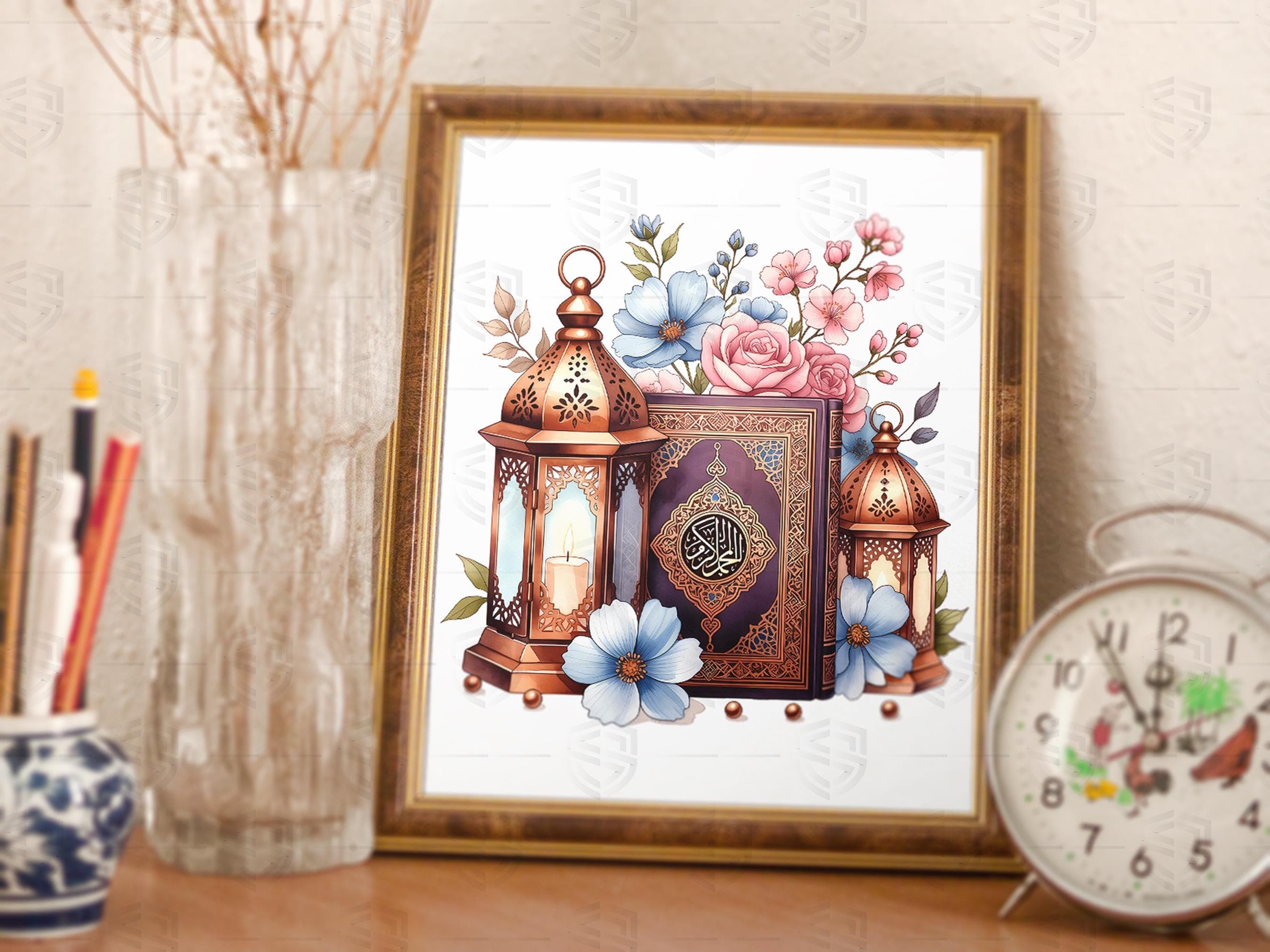 Ramadan Clipart PNG Bundle | Crescent Moon & Islamic Lantern | Muslim Fasting Illustrations | Sublimation Files - image 5