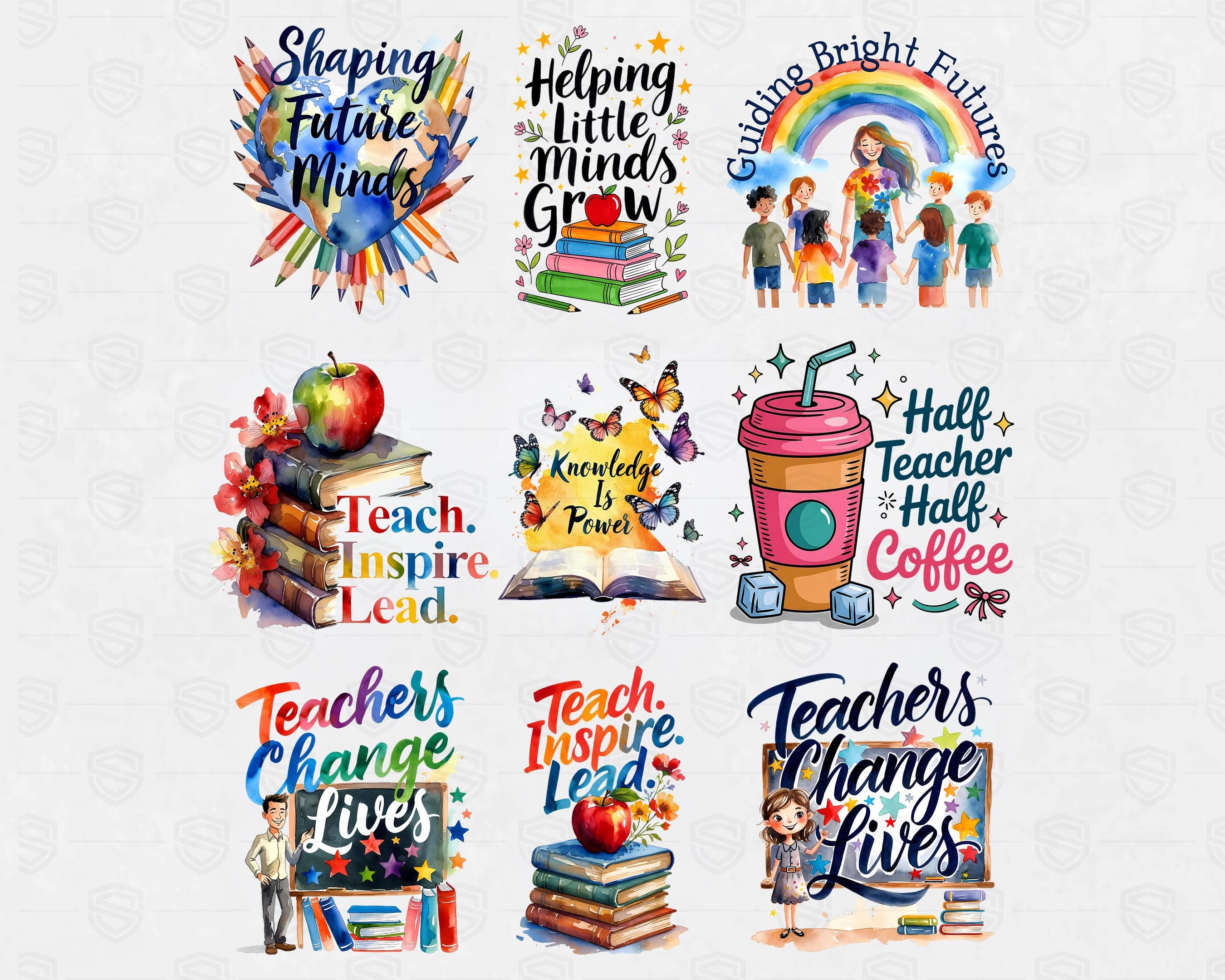 Teacher Appreciation PNG Bundle 20+ | Boho Teacher Sublimation Designs | Thank You Teacher Quotes | Retro Floral Teacher Gift PNG