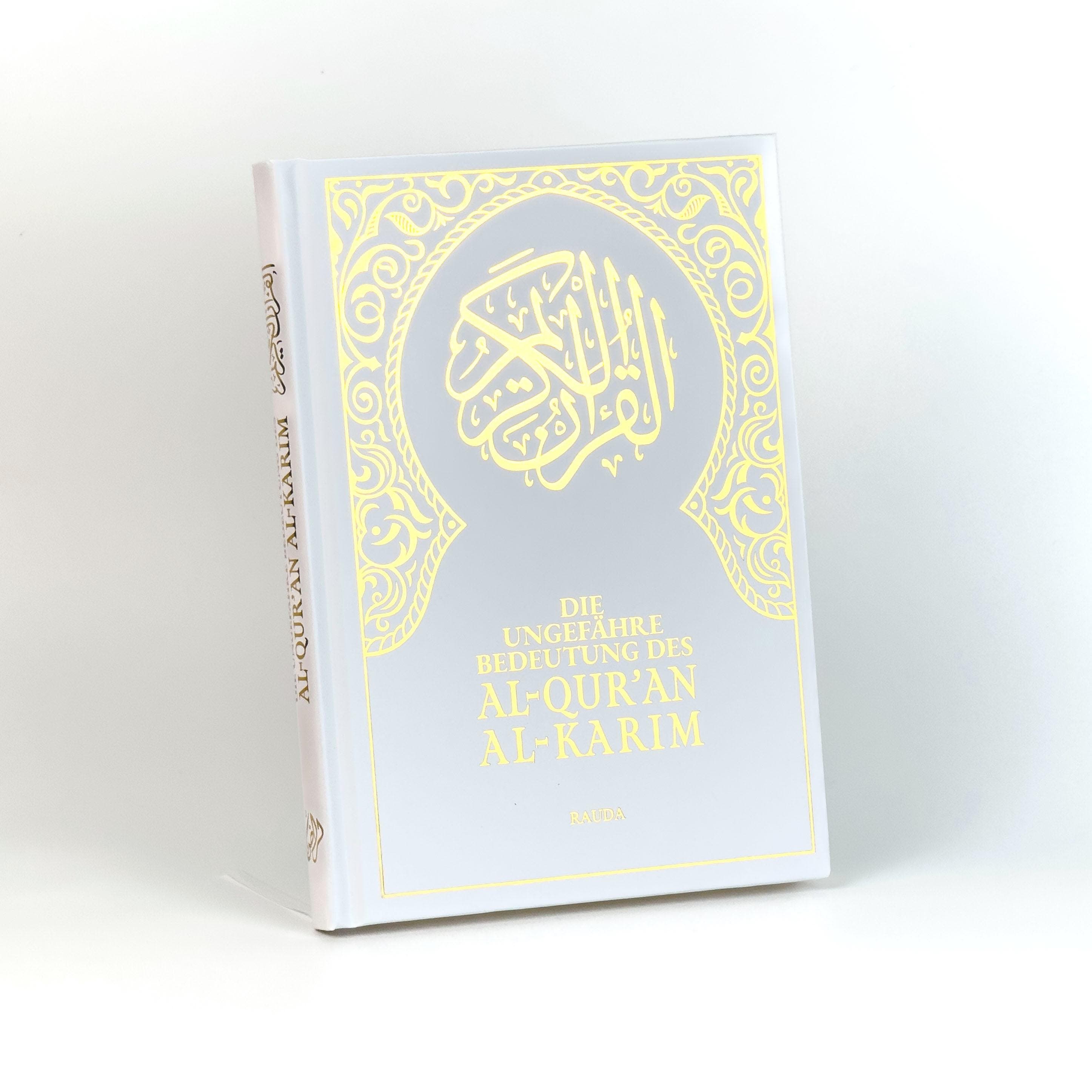 Koran German: White Hardcover with Gold Embossing & Ribbon Rauda