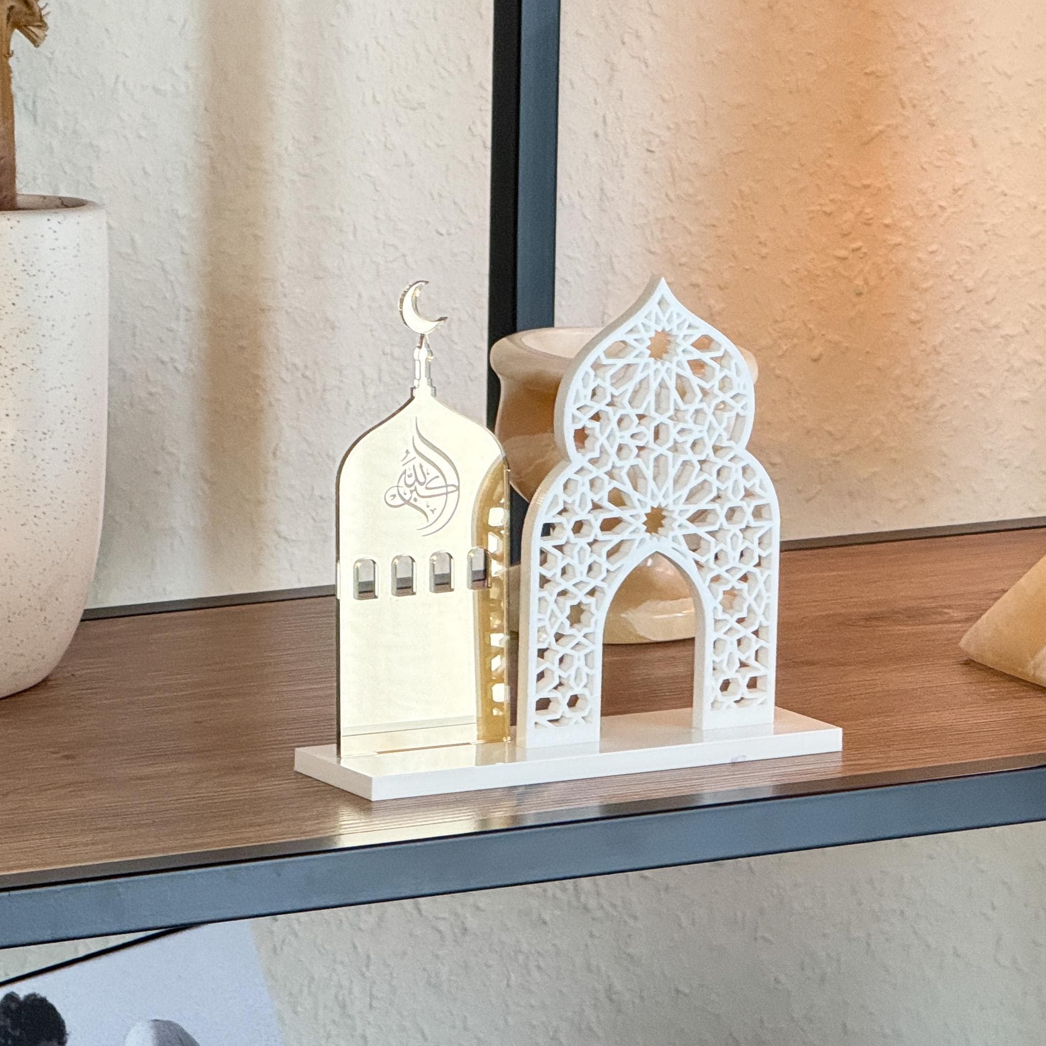 Islamic Decor 2-in-1  Ramadan Kareem & Allahu Akbar Gold Acrylic Sign - Mosque Decoration - image 5