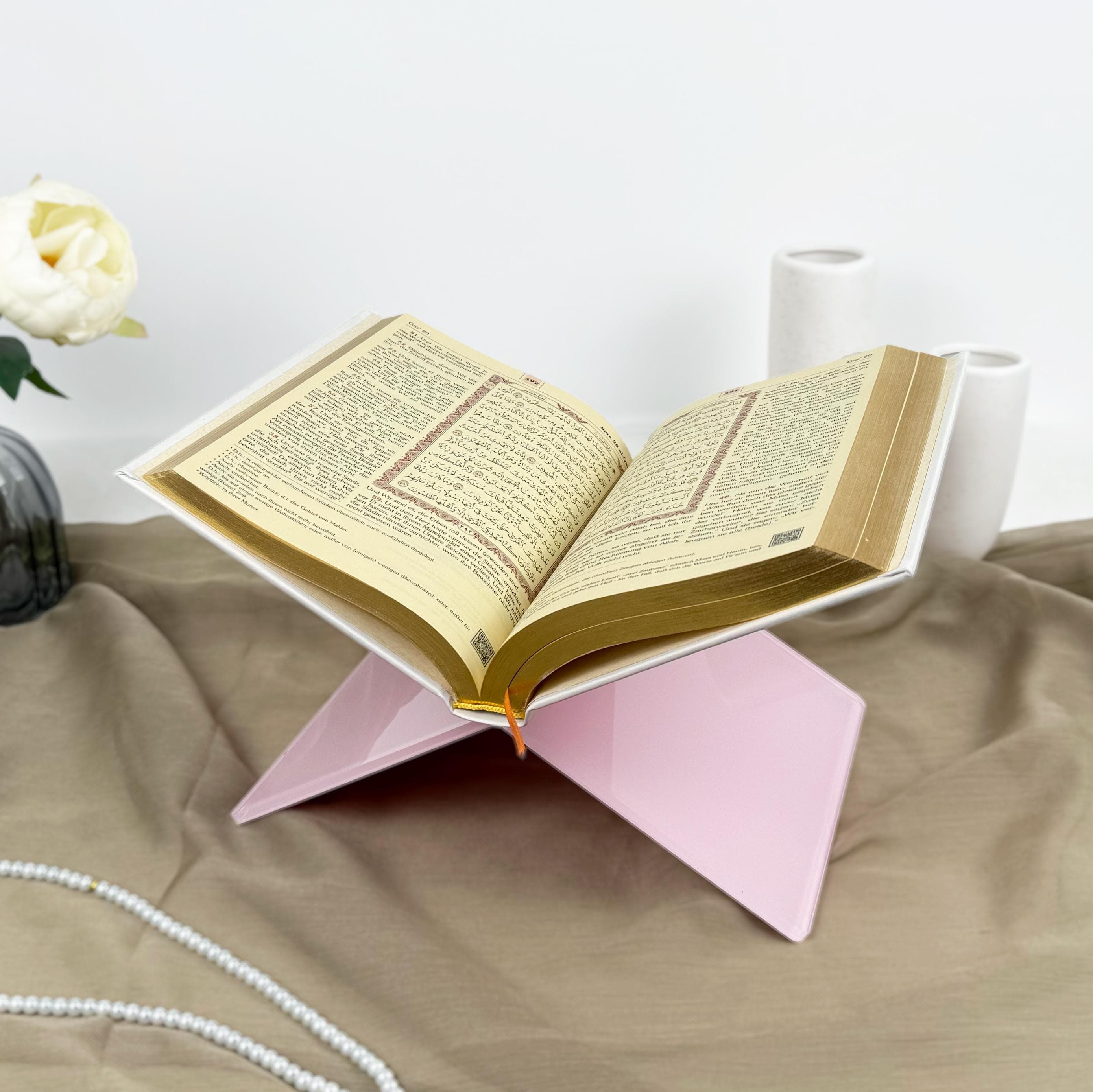 Pink Acrylic Quran Holder: Elegant Bismillah Inscripted Islamic Gift - image 5