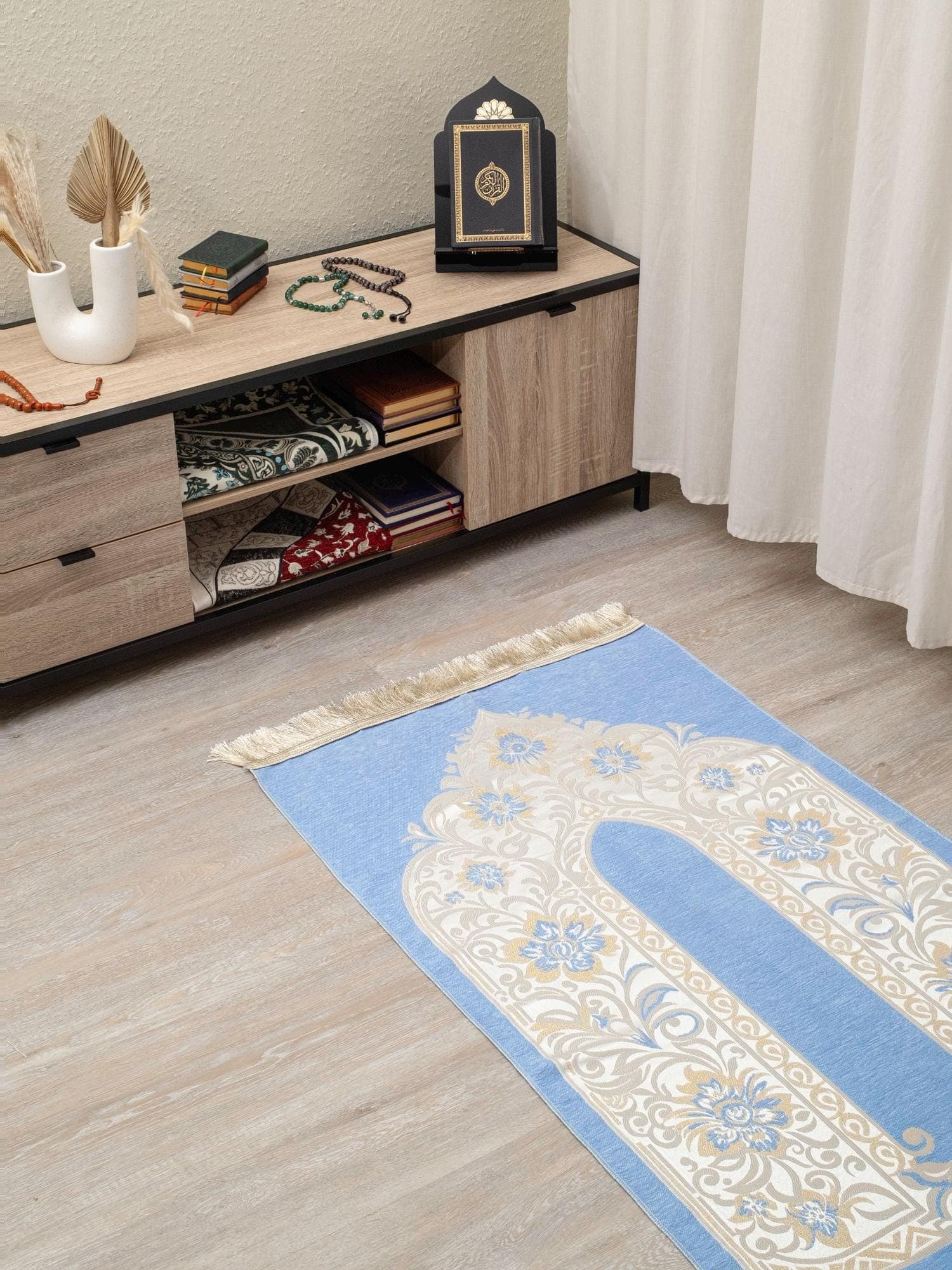 Floral Arch Prayer Mat | Jacquard-Woven Acrylic Blend, Made in Egypt - image 3
