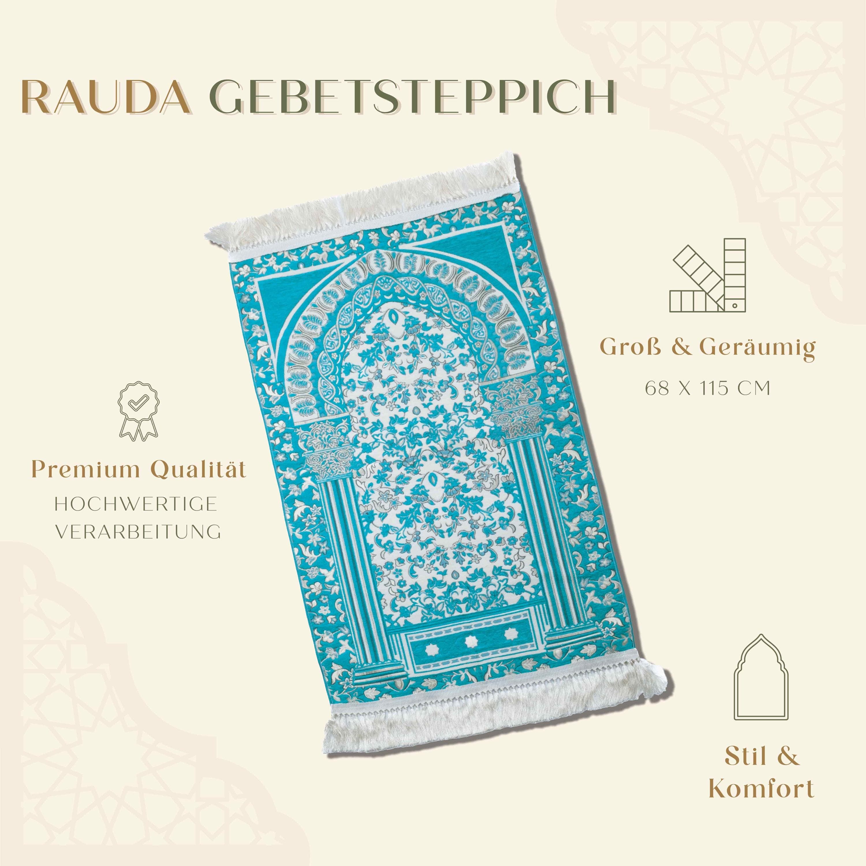 Rawda Thick Prayer Mat, Prayer Rug | High-Density Floral Sejadah | Ultra-Soft Velvet Feel | Ramadan Gift - image 3