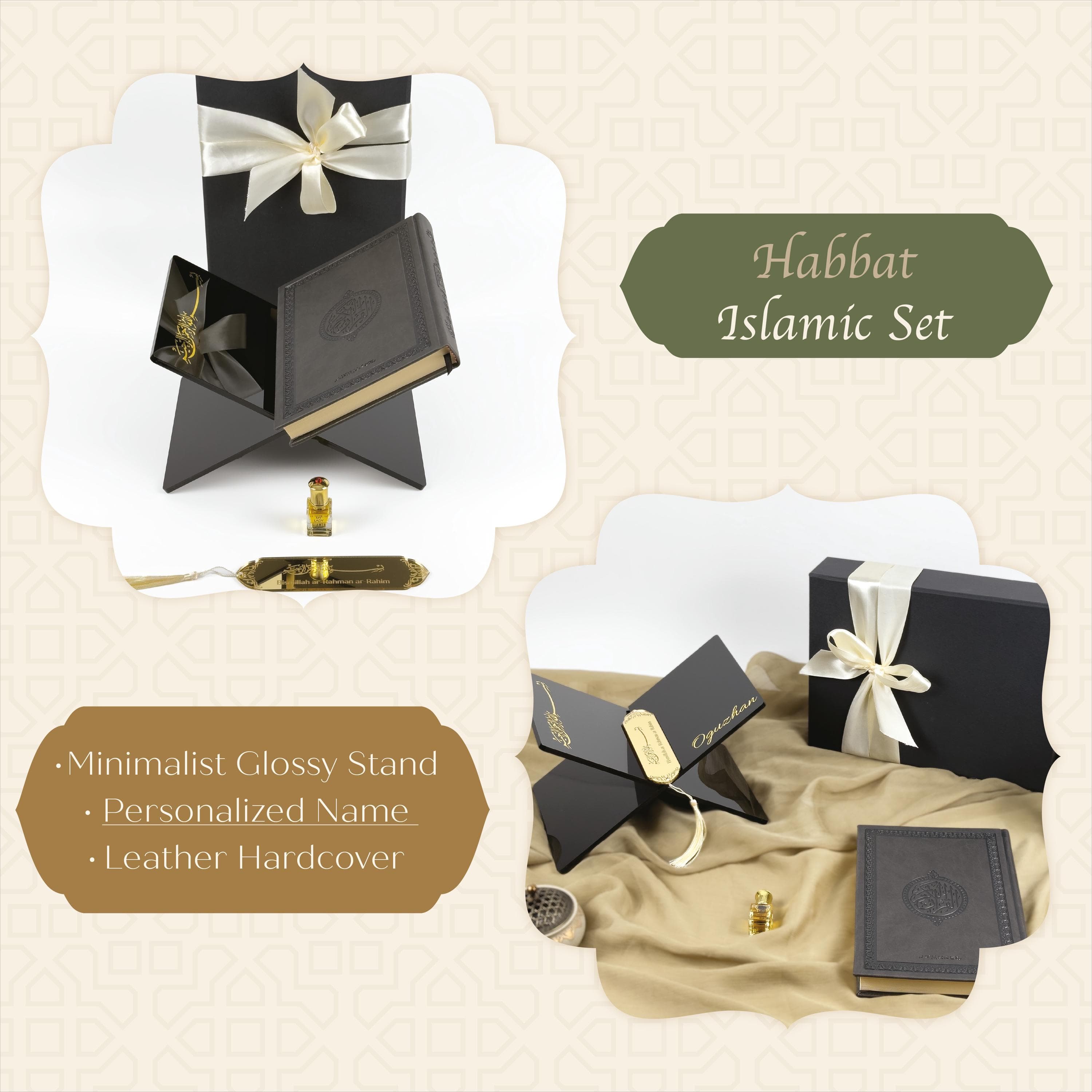 Personalized Islamic Gift Box: Arabic Quran, Oud Perfume & Stand - image 3