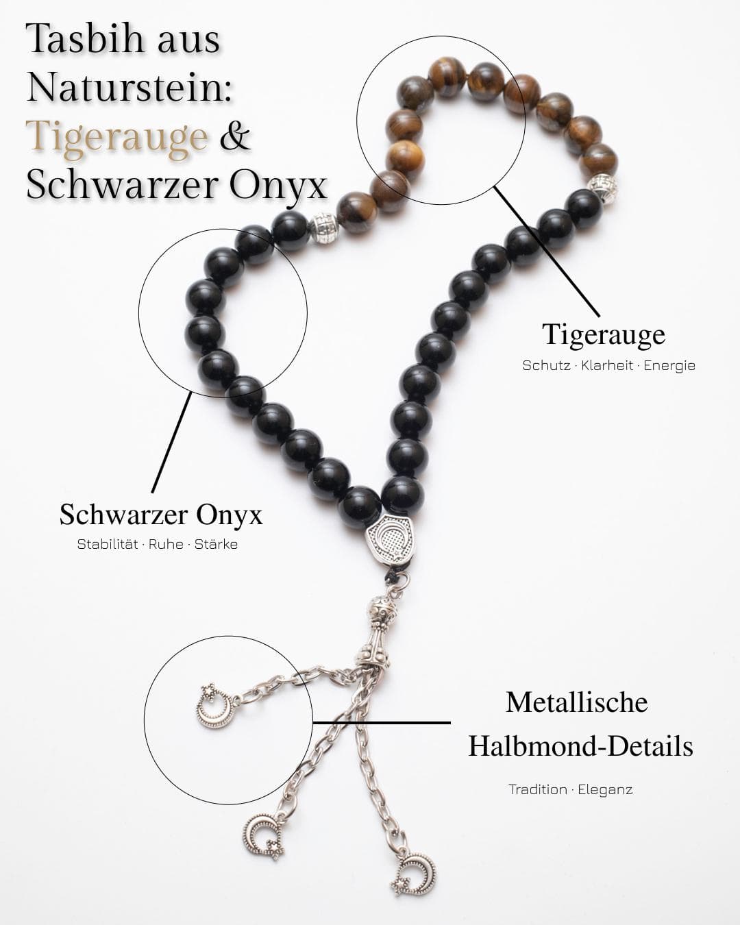 Tiger Eye Tasbih – 33 Beads | Natural Stone Dhikr Prayer Beads - image 4