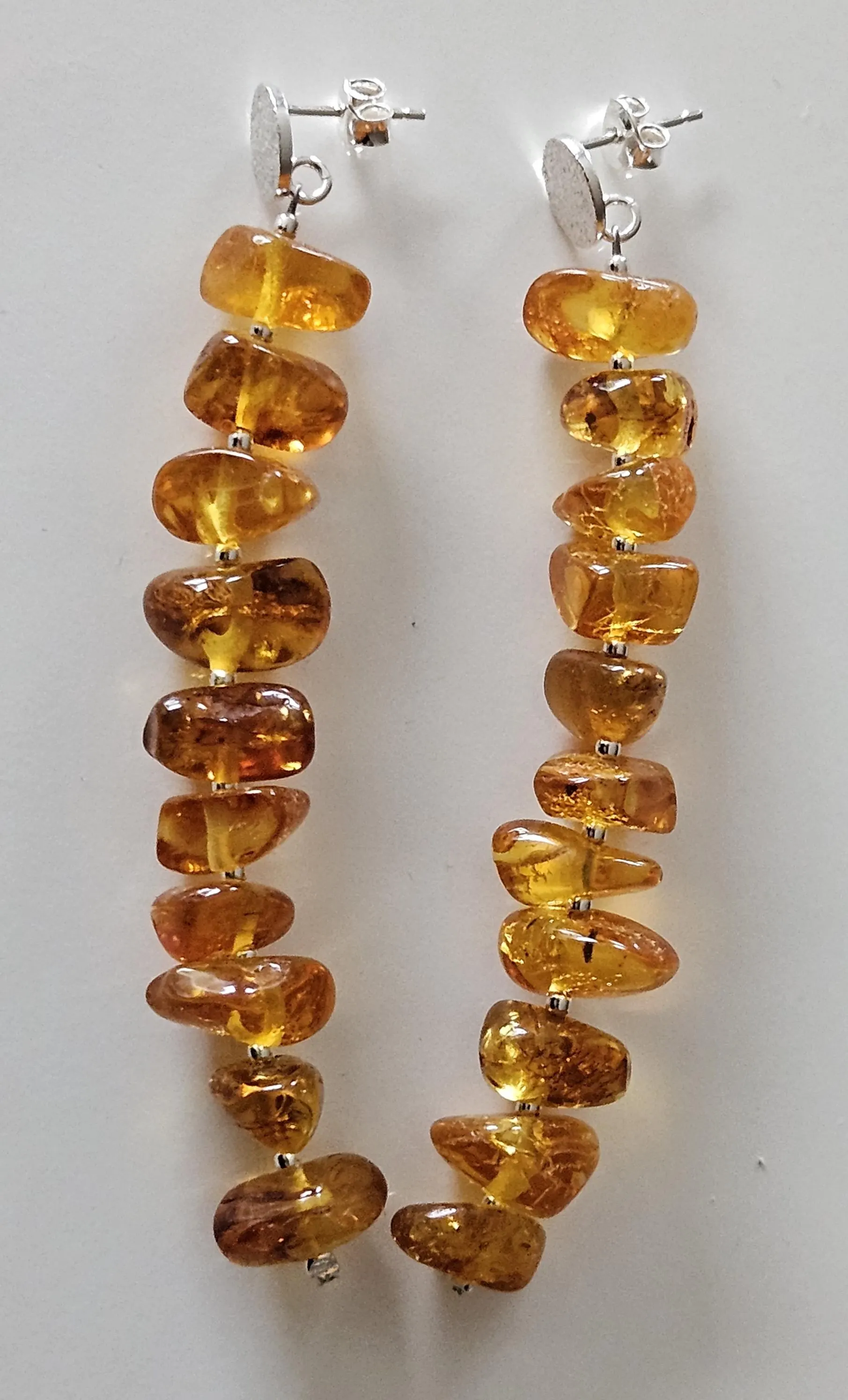 GOLDEN SUNRAYS: Long Dangle Baltic Amber & 925 Sterling Silver Earrings - image 2