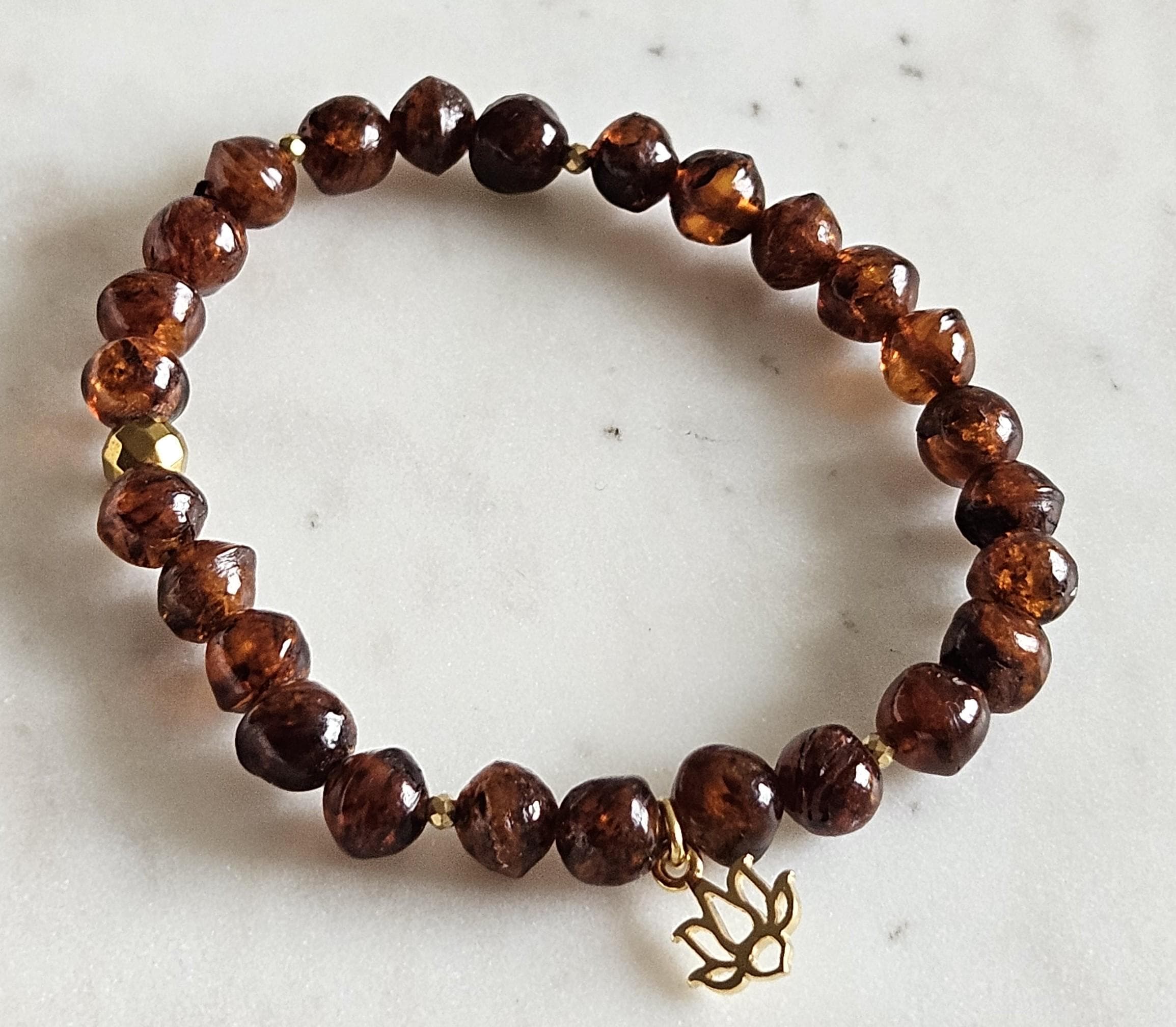 Handmade Baltic Amber Mala with Hematite Gold-plated Silver, Mala of health and protection, Yoga, 27 beads 6mm, Exclusive Bracelet - image 5