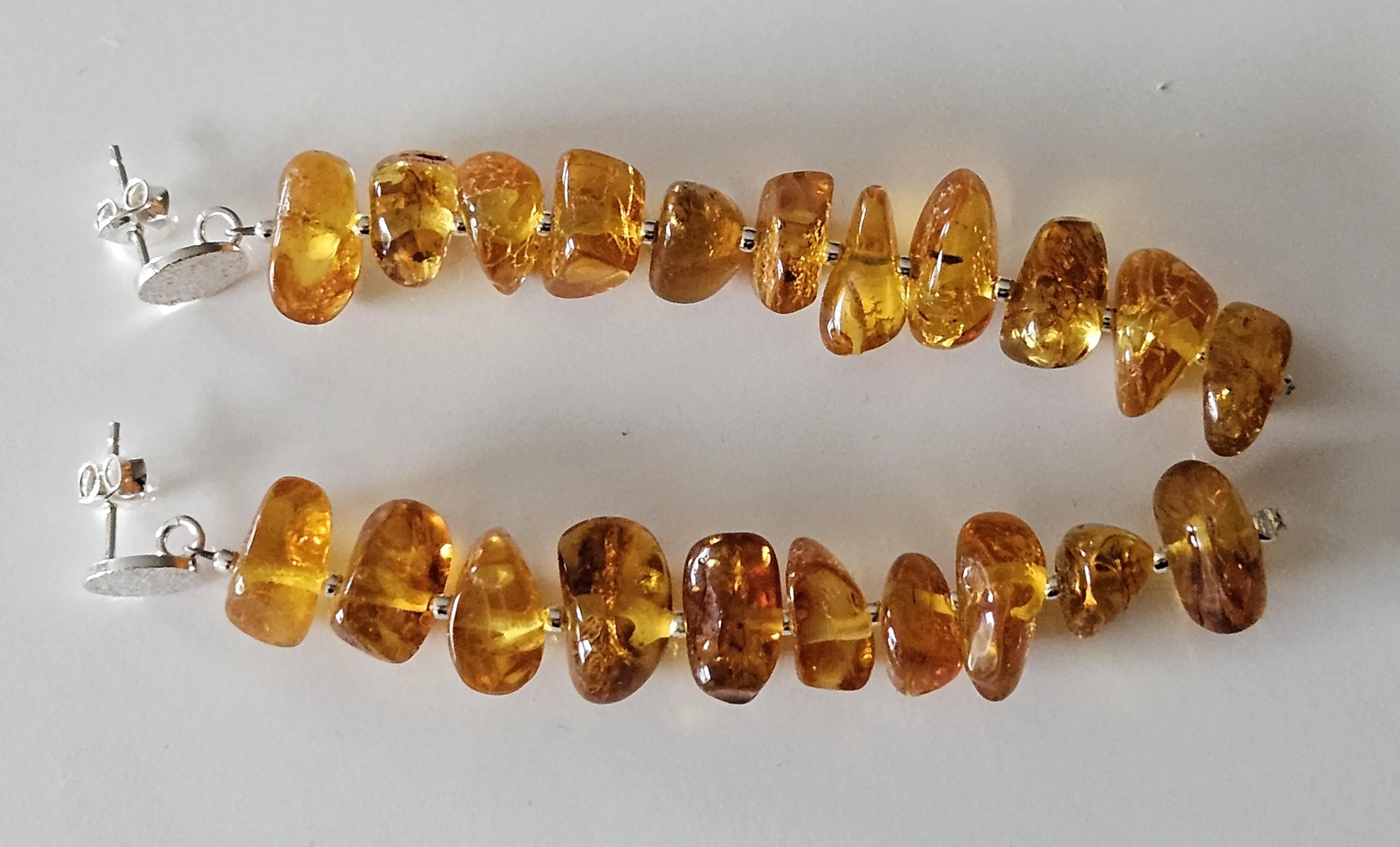 GOLDEN SUNRAYS: Long Dangle Baltic Amber & 925 Sterling Silver Earrings - image 3