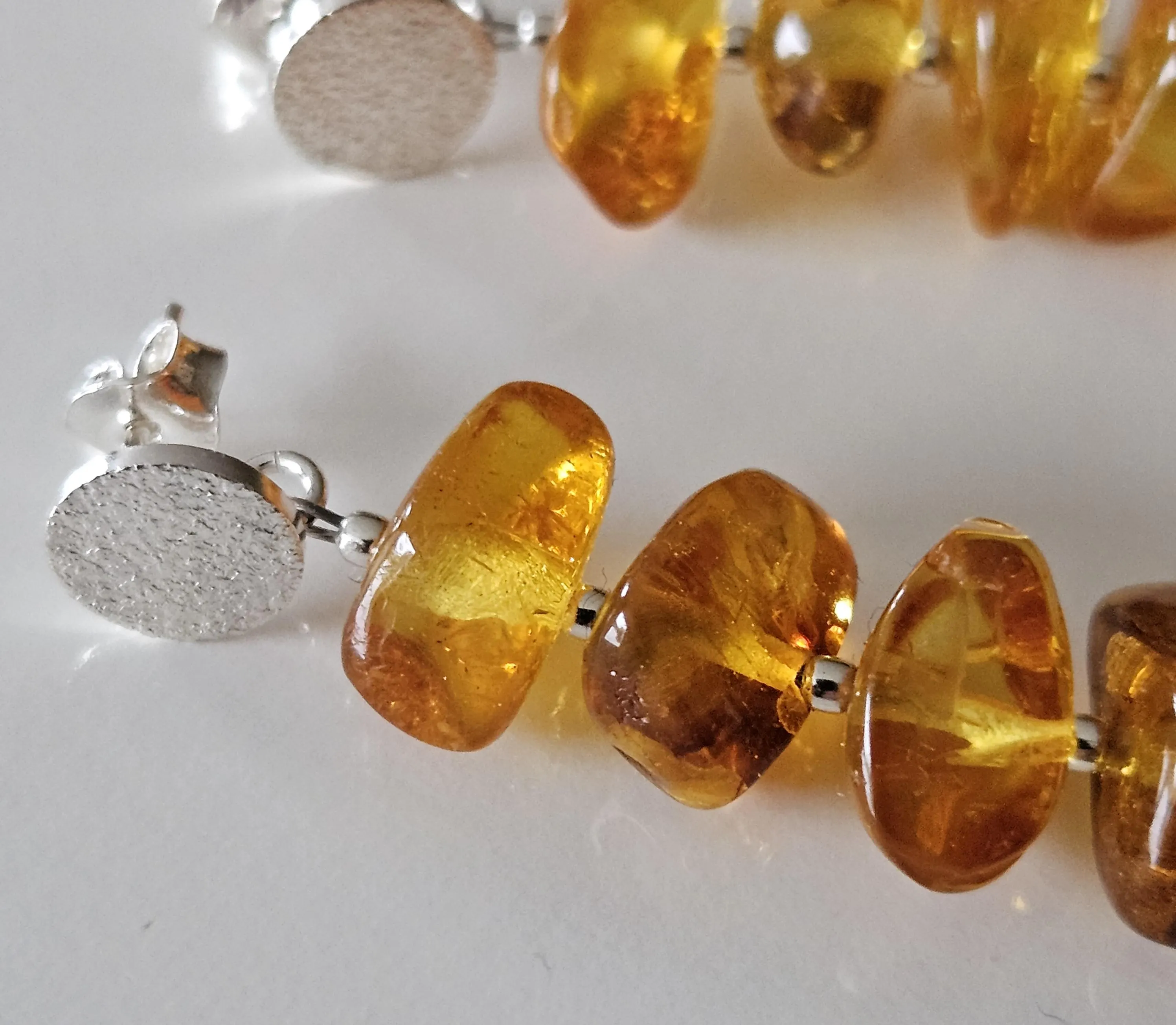 GOLDEN SUNRAYS: Long Dangle Baltic Amber & 925 Sterling Silver Earrings - image 4