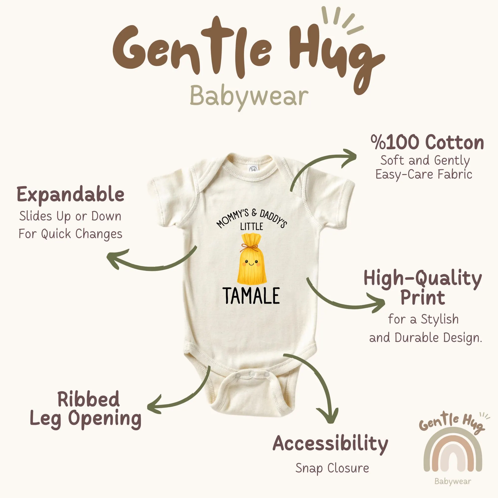 Little Tamale Bodysuit, Cute Food Funny Bodysuit, Family Baby Outfit, Natural Baby Clothes, Mommy and Daddy’s Little Tamale - image 4