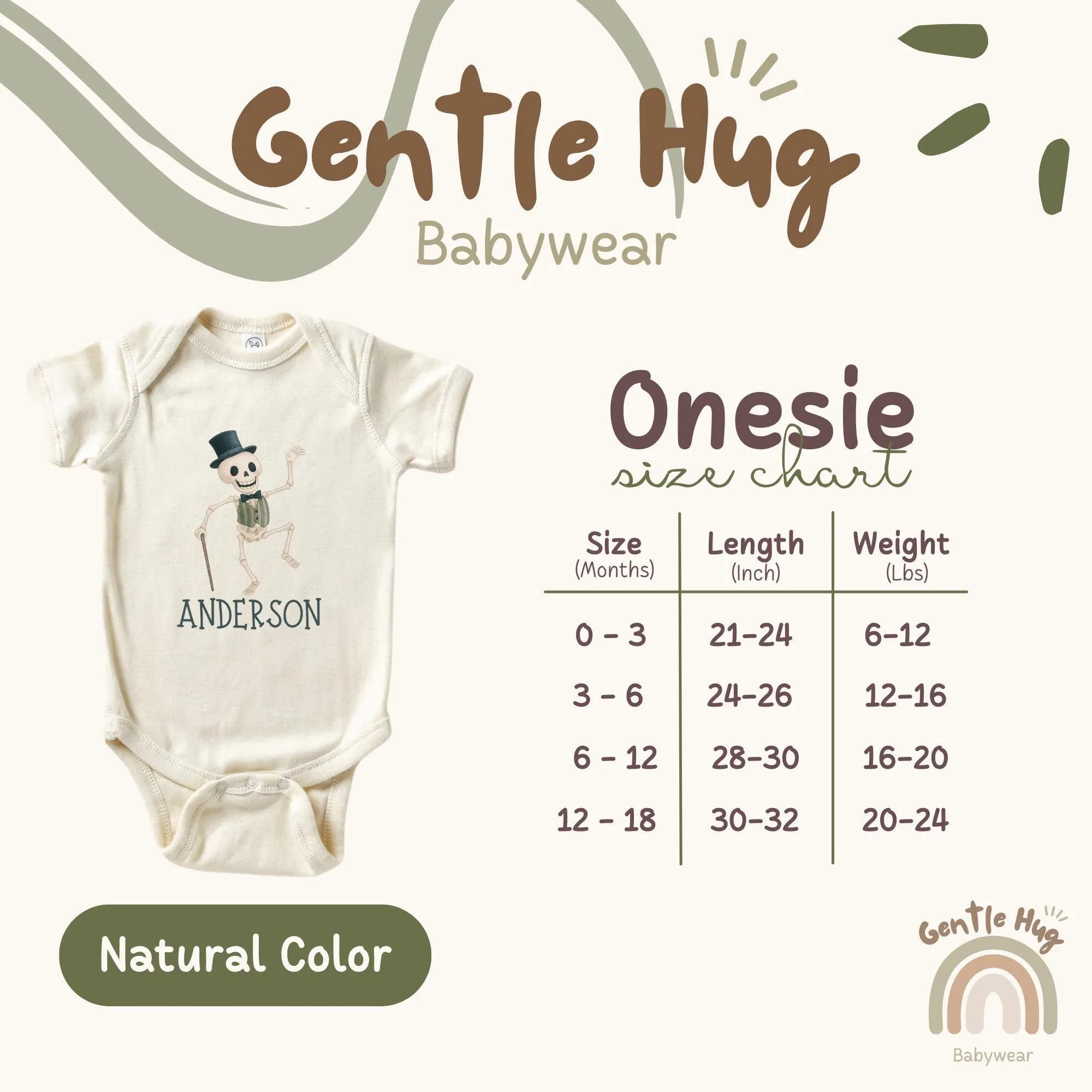 Personalized Gentleman Skeleton Baby Bodysuit, Custom Halloween Baby Bodysuit, Funny Skeleton Outfit, Spooky Baby Clothes, Cute Fall Gift - image 5