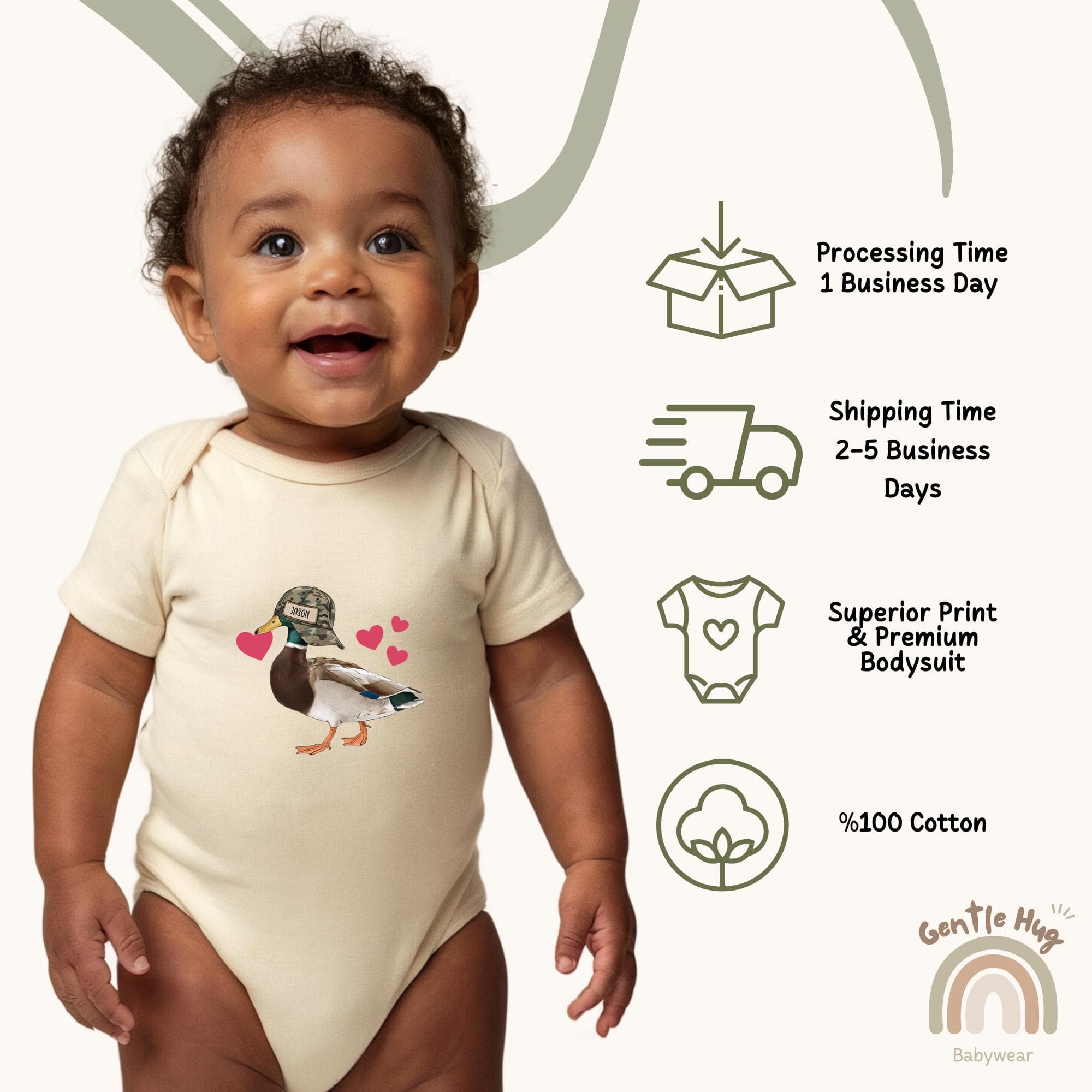Custom Mallard Duck Baby Bodysuit, Custom Valentine's Day Bodysuit, Valentines Day Bodysuit, Baby Shower Gift, Cute Valentine Duck Bodysuit - image 3