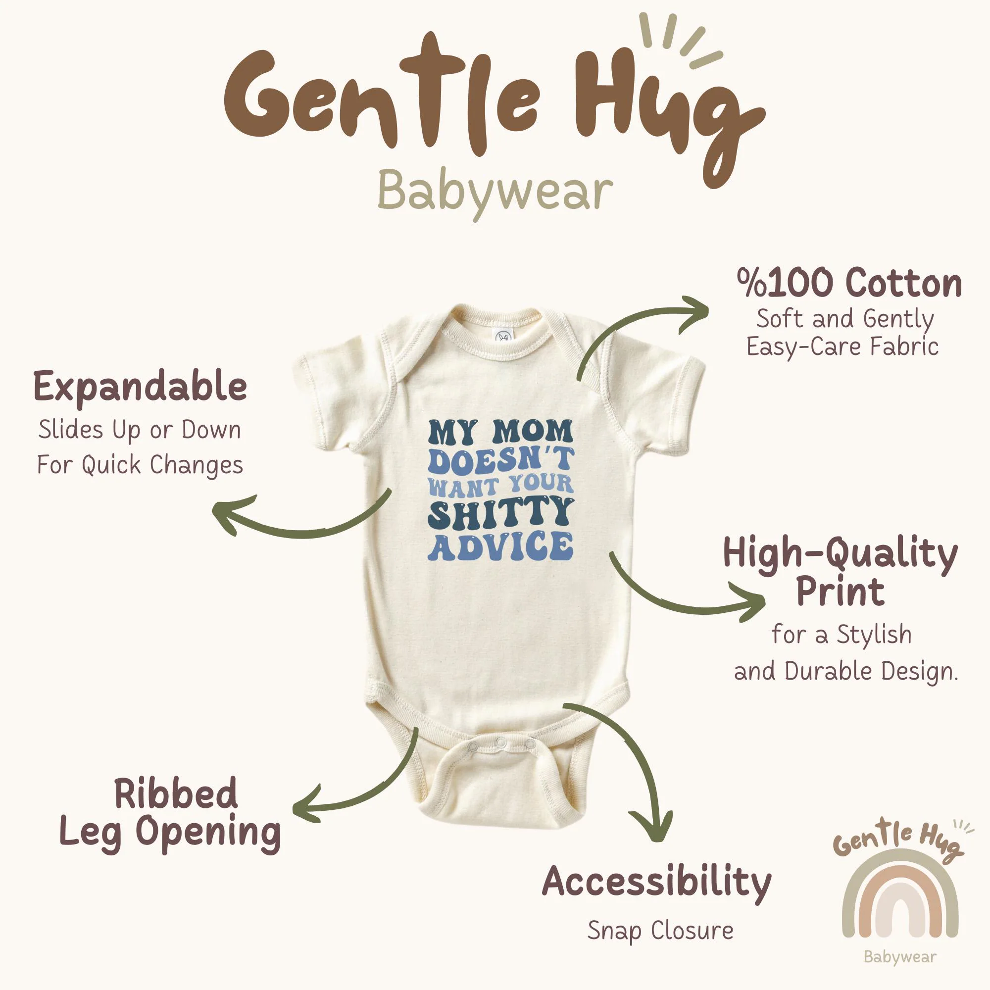My Mom Doesn’t Want Your Shitty Advice Baby Bodysuit, Funny Baby Bodysuit, Cute Baby Outfit, Adorable Newborn Clothes Gift - image 4