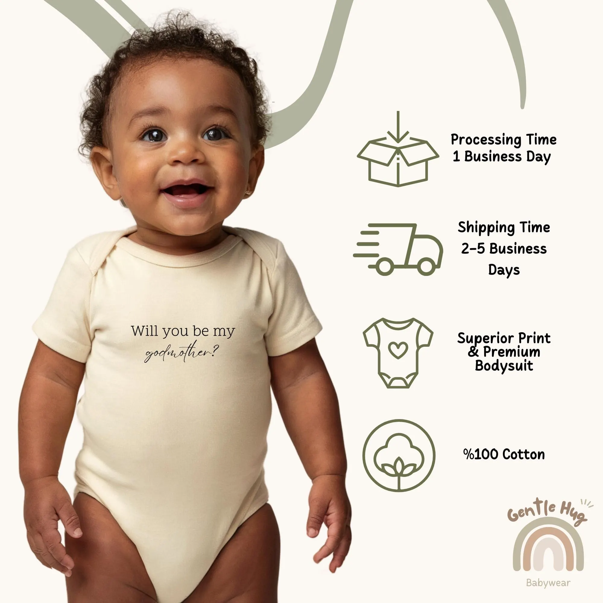 Will You Be My Godmother? Baby Onesies® - Cute Pregnancy Announcement Onesies® - Godmother Baby Onesies® - Funny Natural Baby Gift - image 4
