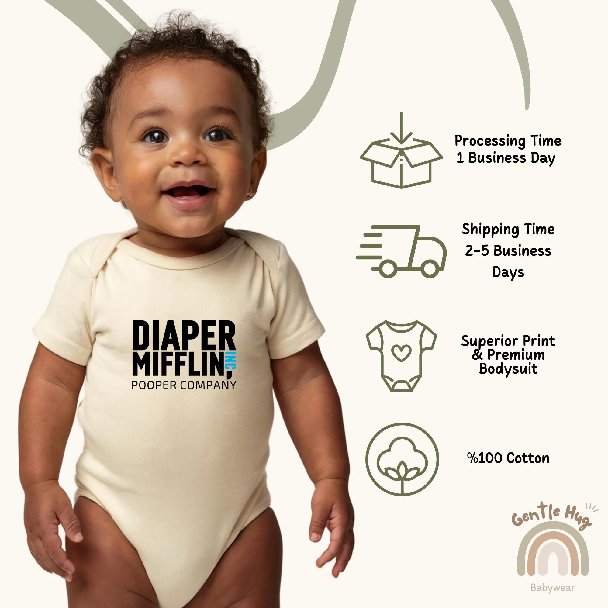 Diaper Mifflin Pooper Company Baby Onesies® - The Office Baby Onesies® - Baby Shower Gift - Funny Baby Onesies® - Newborn Onesies® - image 2