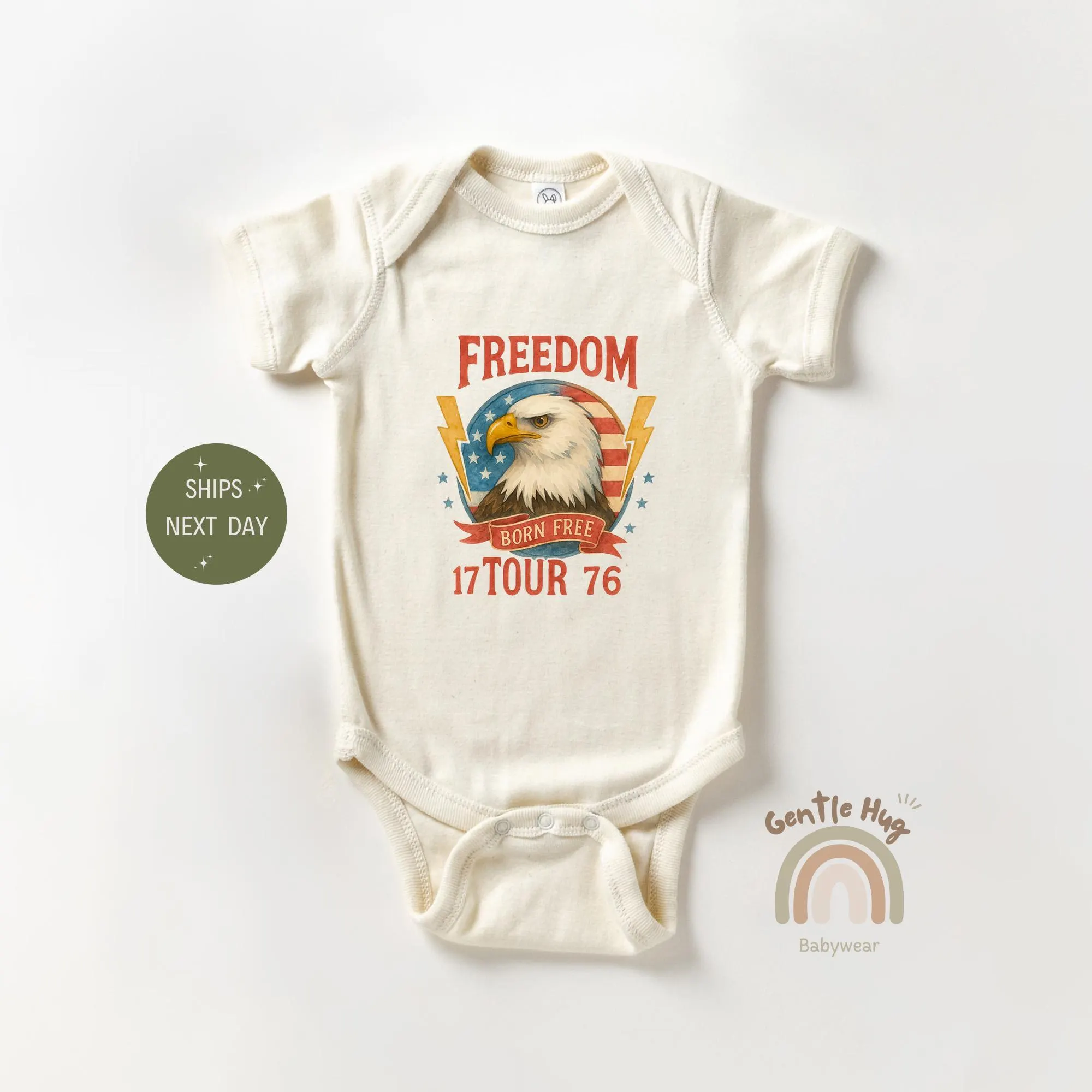 Freedom Eagle Baby Apparel, Patriotic 4th of July Bodysuit, American Flag Summer Baby Apparel, Funny Baby Baby Outfit,Retro Baby Shower Gift
