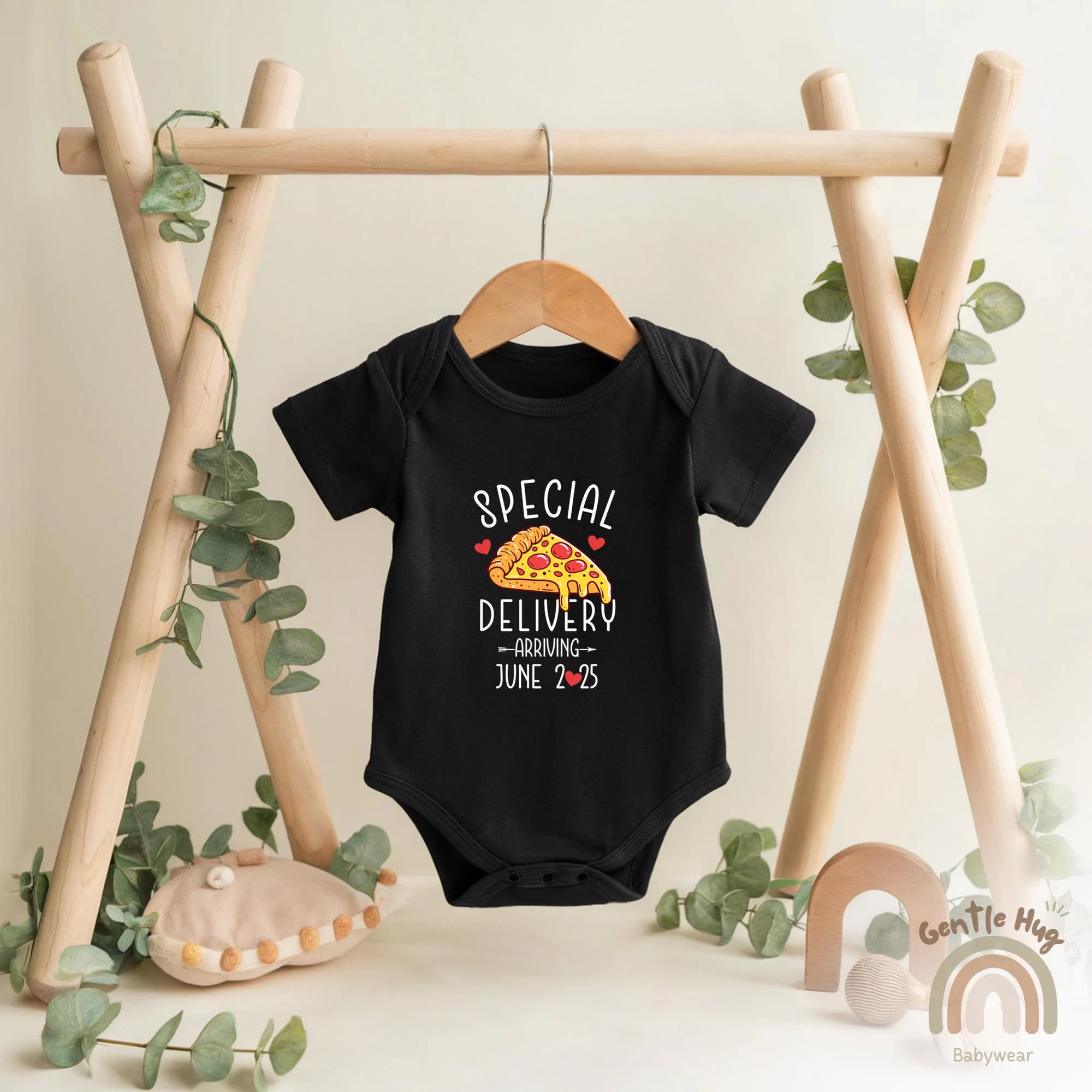 Special Delivery Pizza Baby Onesies®, Funny Pregnancy Announcement Onesies®, Custom Valentine Due Date Baby Onesies®, Baby Shower Gift - image 5