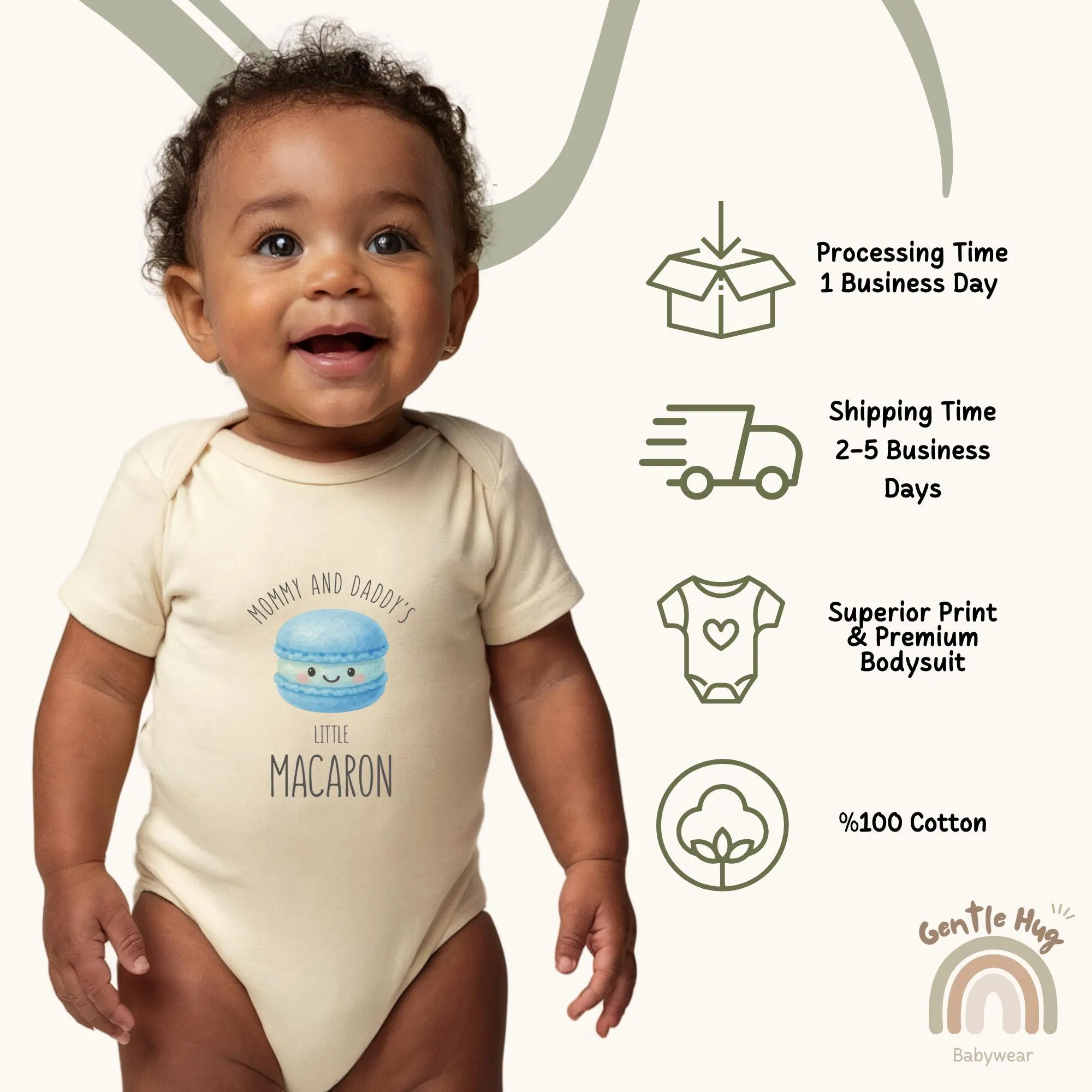 Little Macaroon Baby Bodysuit, Mommy & Daddy's Little Macaron Bodysuit, Cute French Baby Bodysuit, Funny Food Pun Bodysuit, Baby Shower Gift - image 3