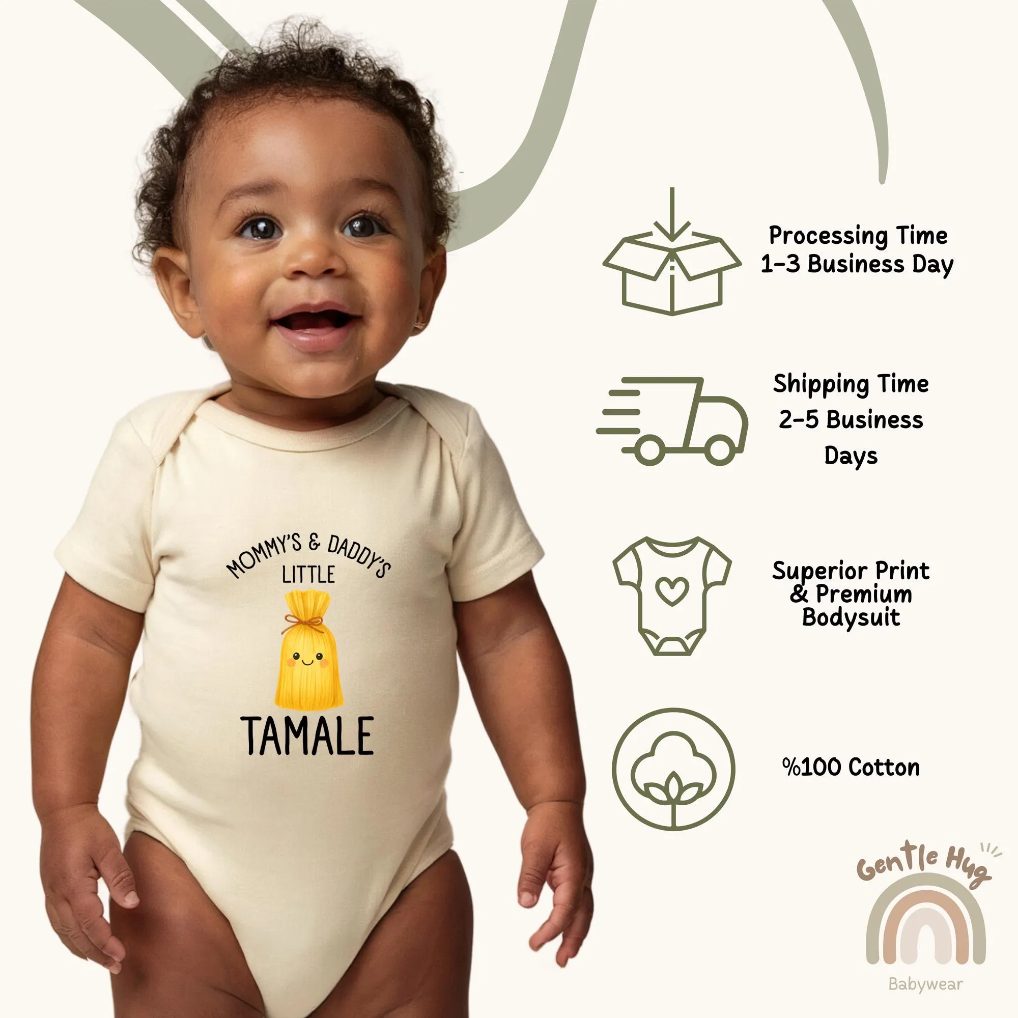 Little Tamale Bodysuit, Cute Food Funny Bodysuit, Family Baby Outfit, Natural Baby Clothes, Mommy and Daddy’s Little Tamale - image 3