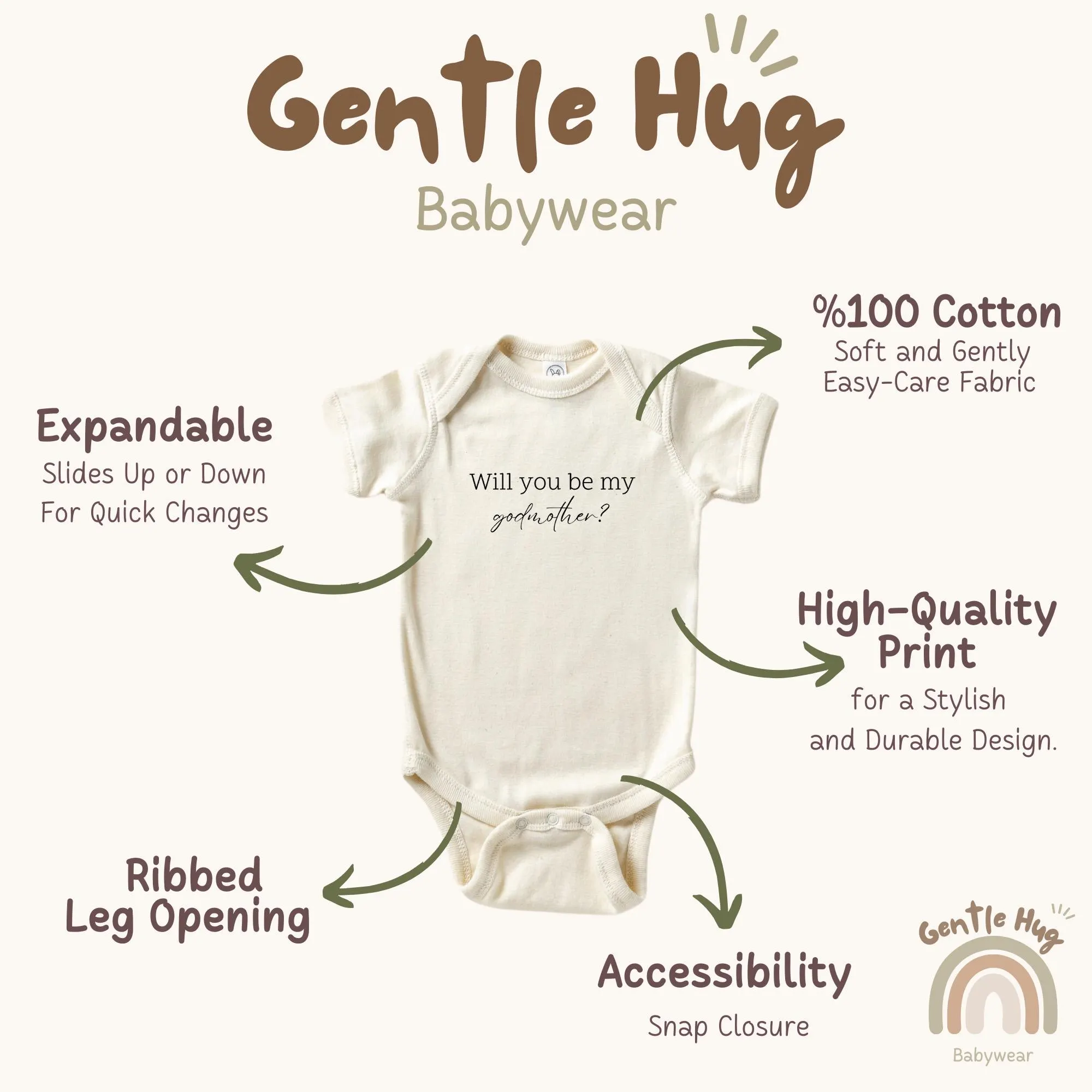 Will You Be My Godmother? Baby Onesies® - Cute Pregnancy Announcement Onesies® - Godmother Baby Onesies® - Funny Natural Baby Gift - image 5