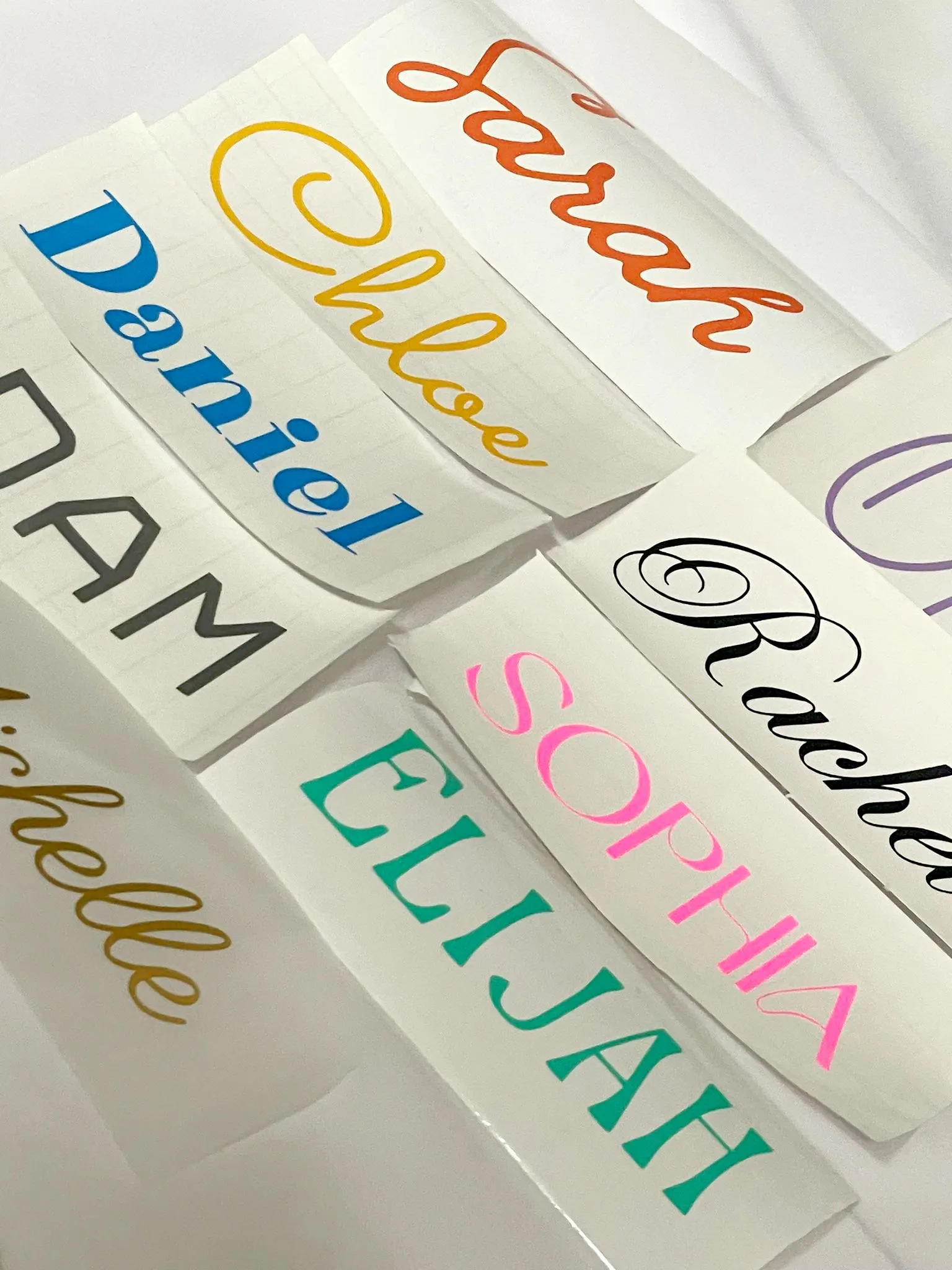 Custom Name Sticker Sign Glass Bridesmaids School Bottle Organisation Kids Gift Laptop Wedding Party Boxes Kitchen Calligraphy Personalised Colour