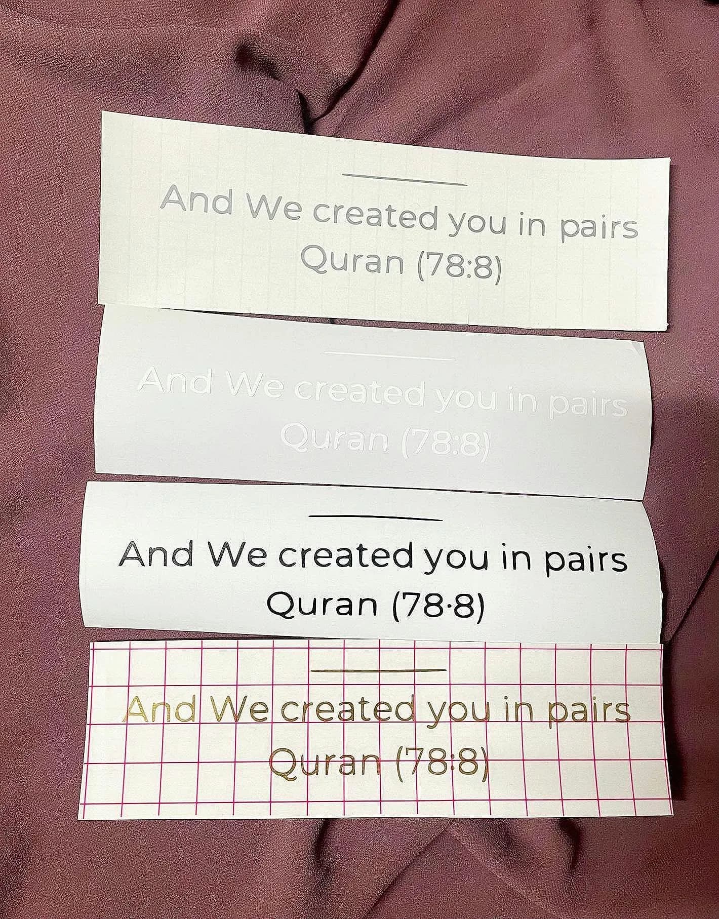 Arabic Islamic Dua Quote We Created You In Pairs Sign Vinyl Decal Mirror Ring Plate Board Name Engagement Wedding Nikkah Gift Decor Label Sticker