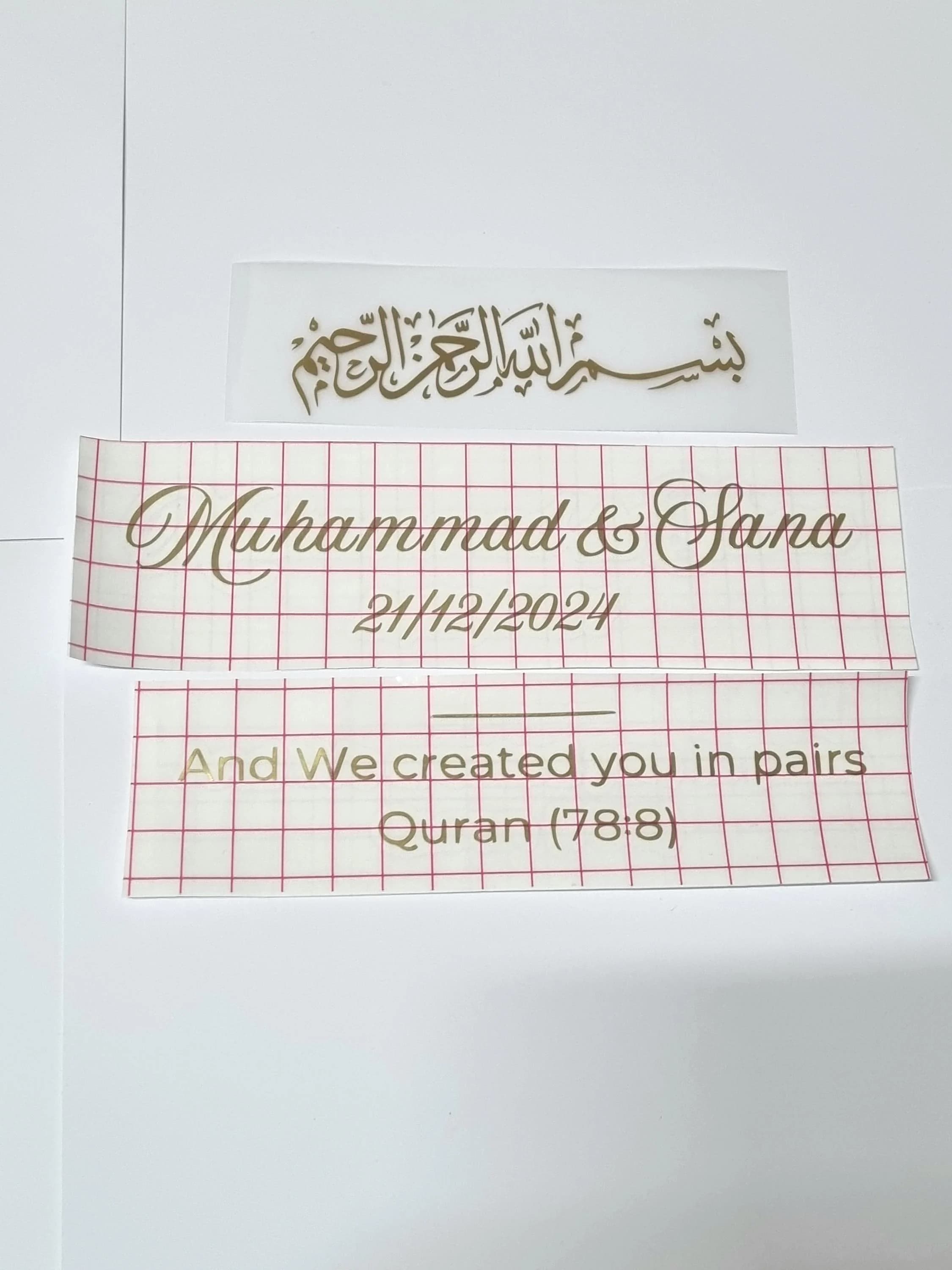 Luxury Personalised Custom Sign Vinyl Decal Mirror Ring Plate Board Name Engagement Wedding Nikkah Gift Decor Islamic Arabic Label Sticker