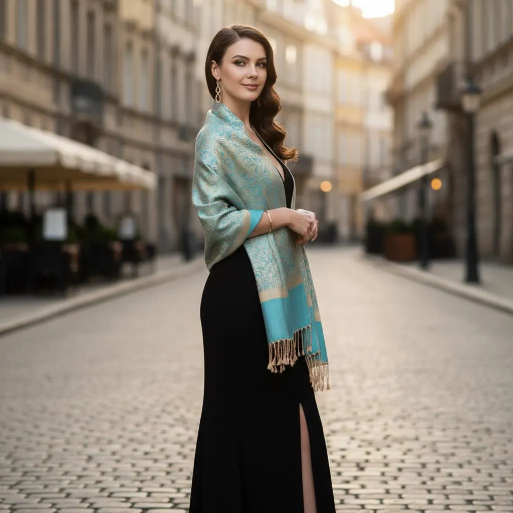 Elegant Paisley Shawl Wrap for Women | Lightweight Cotton Faux Style Scarf | Long Tassel Wrap - image 2