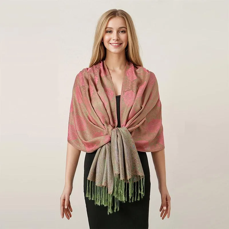Paisley Pashmina Scarf, Floral Jacquard Shawl for Weddings, Lightweight Boho Wrap, Elegant Evening Pashmina, Soft Gift for Her - image 3