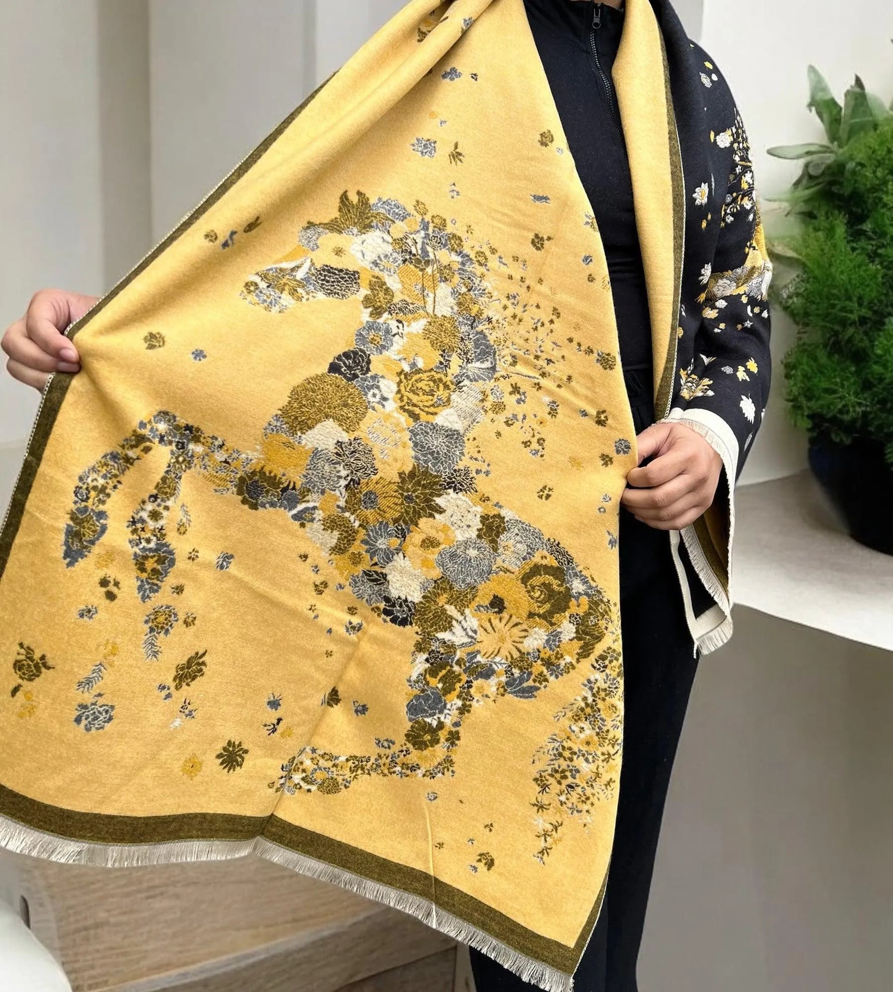 Yellow winter shawl