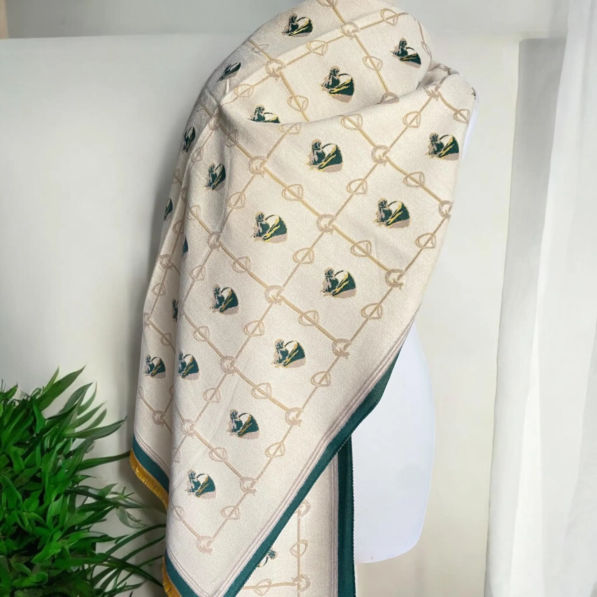Green Horse Print Shawl – Stylish Scarf for Horse Lovers, Country Chic Wrap, Lightweight Fashion Accessory - image 2