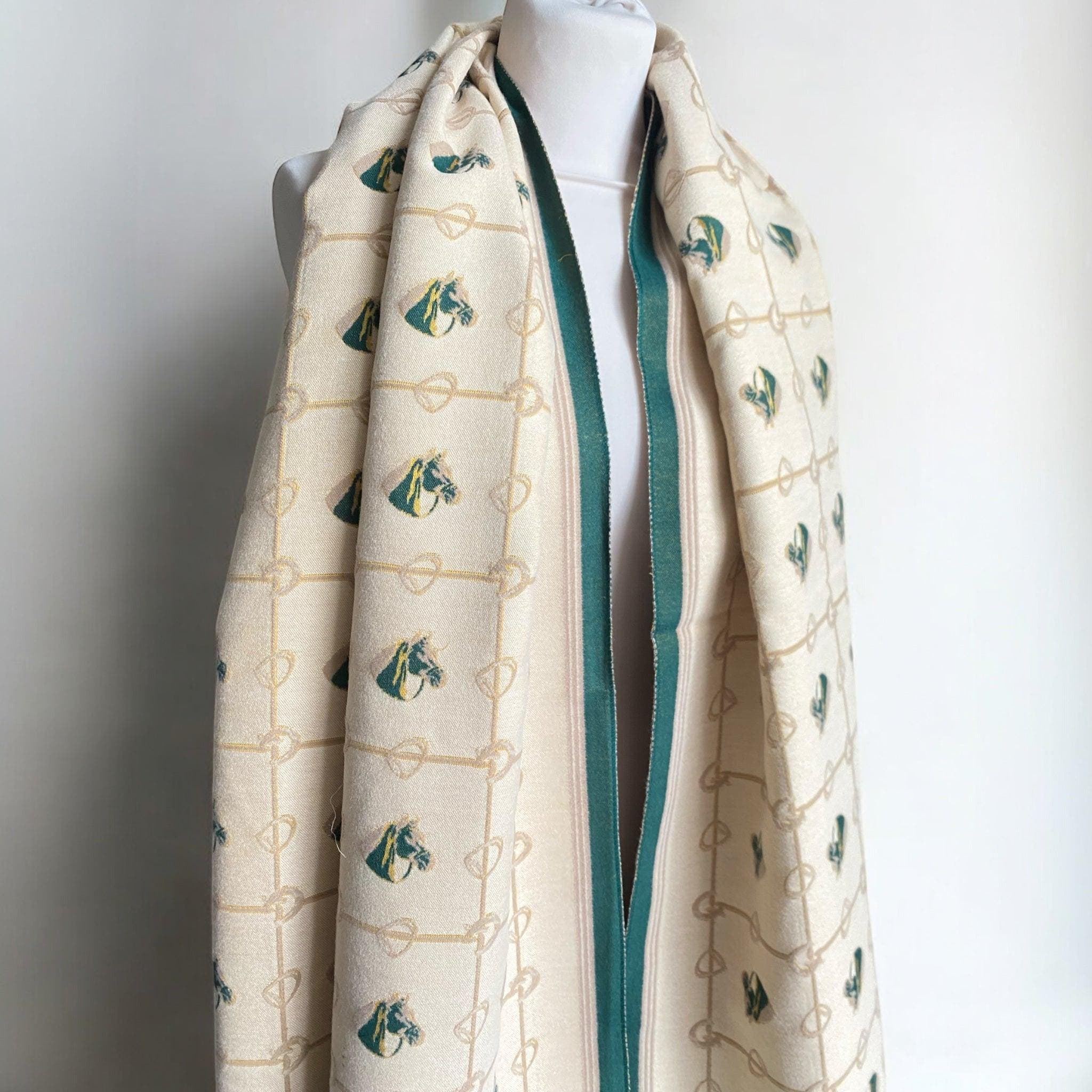 Green Horse Print Shawl – Stylish Scarf for Horse Lovers, Country Chic Wrap, Lightweight Fashion Accessory - image 4