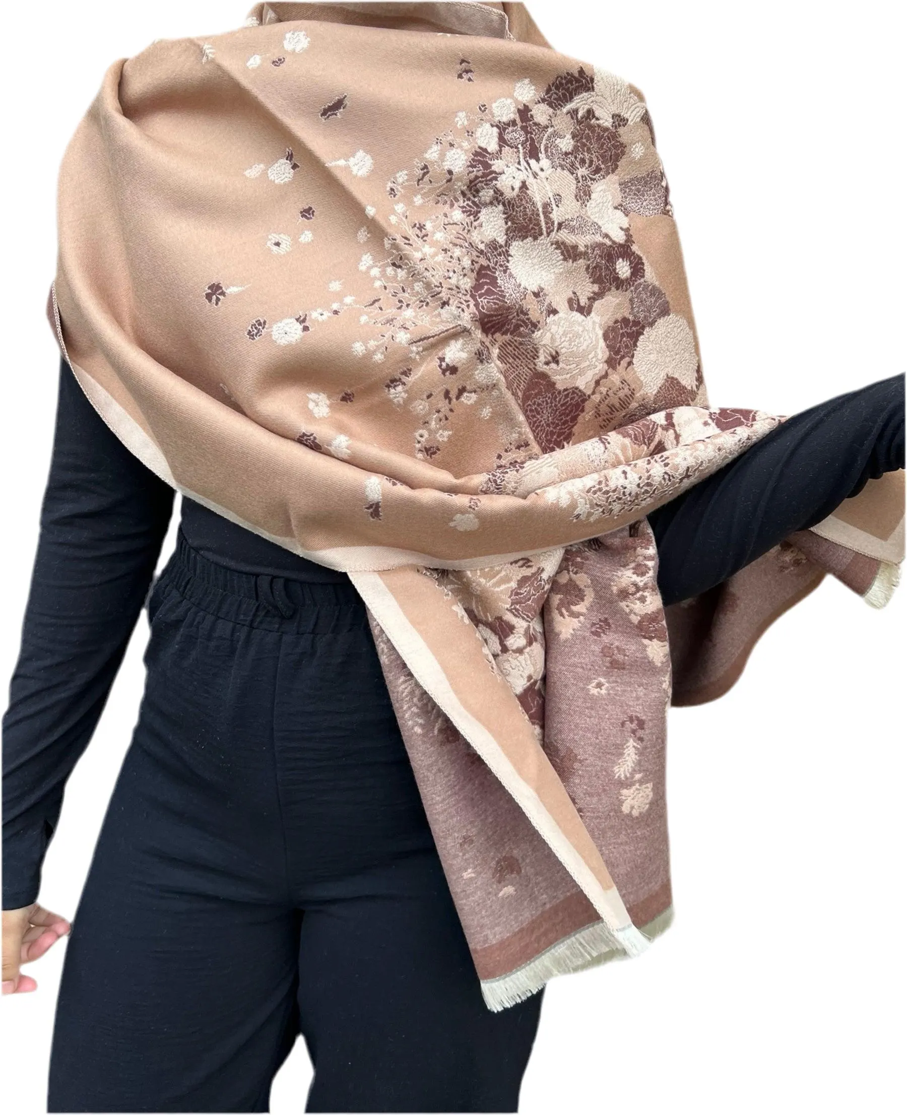 Beige winter shawl