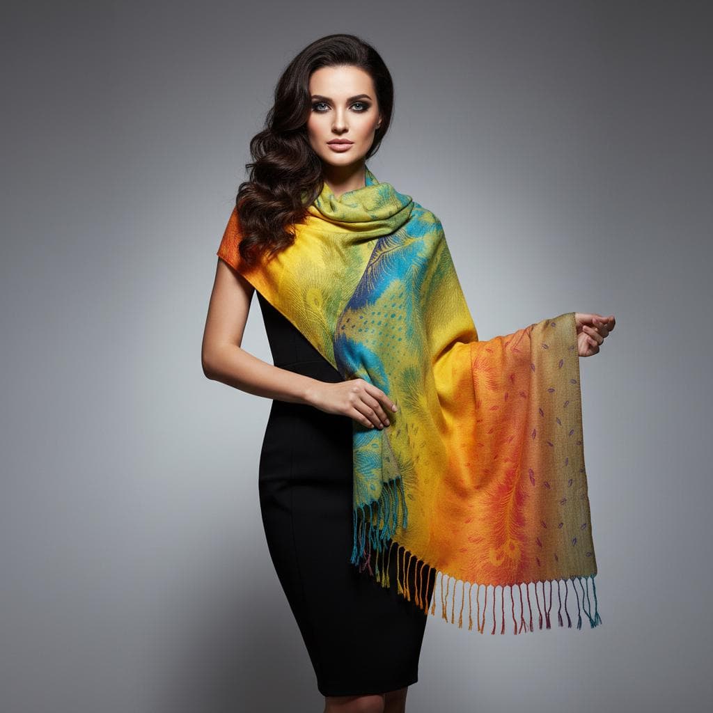 Women’s Ethnic Style Tassel Scarf | Long Cotton-Twill Look Shawl | Lightweight All-Season Wrap