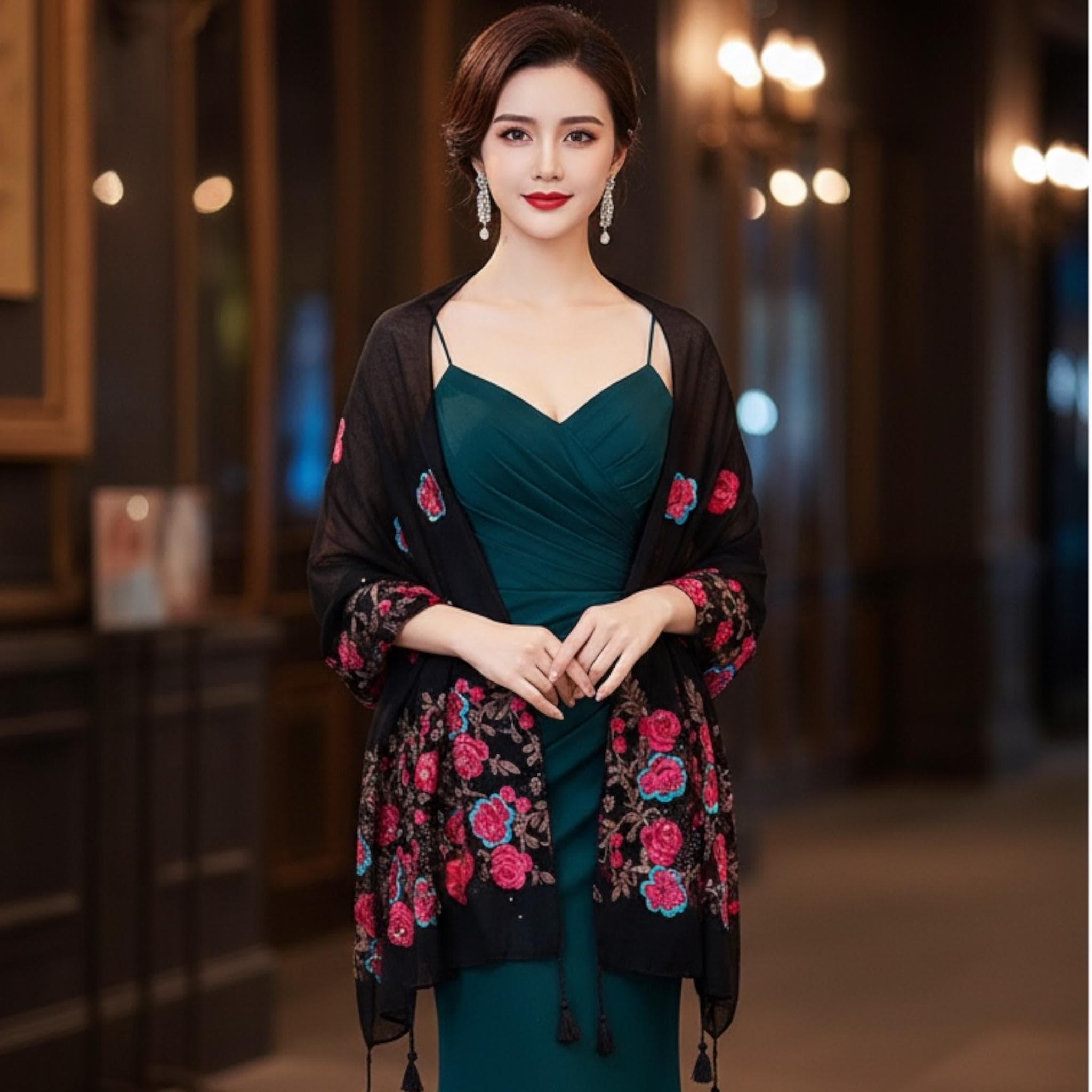 Ladies Travel Shawl with Embroidery | Lightweight Warm Wrap Scarf | Versatile Everyday Accessory - image 4