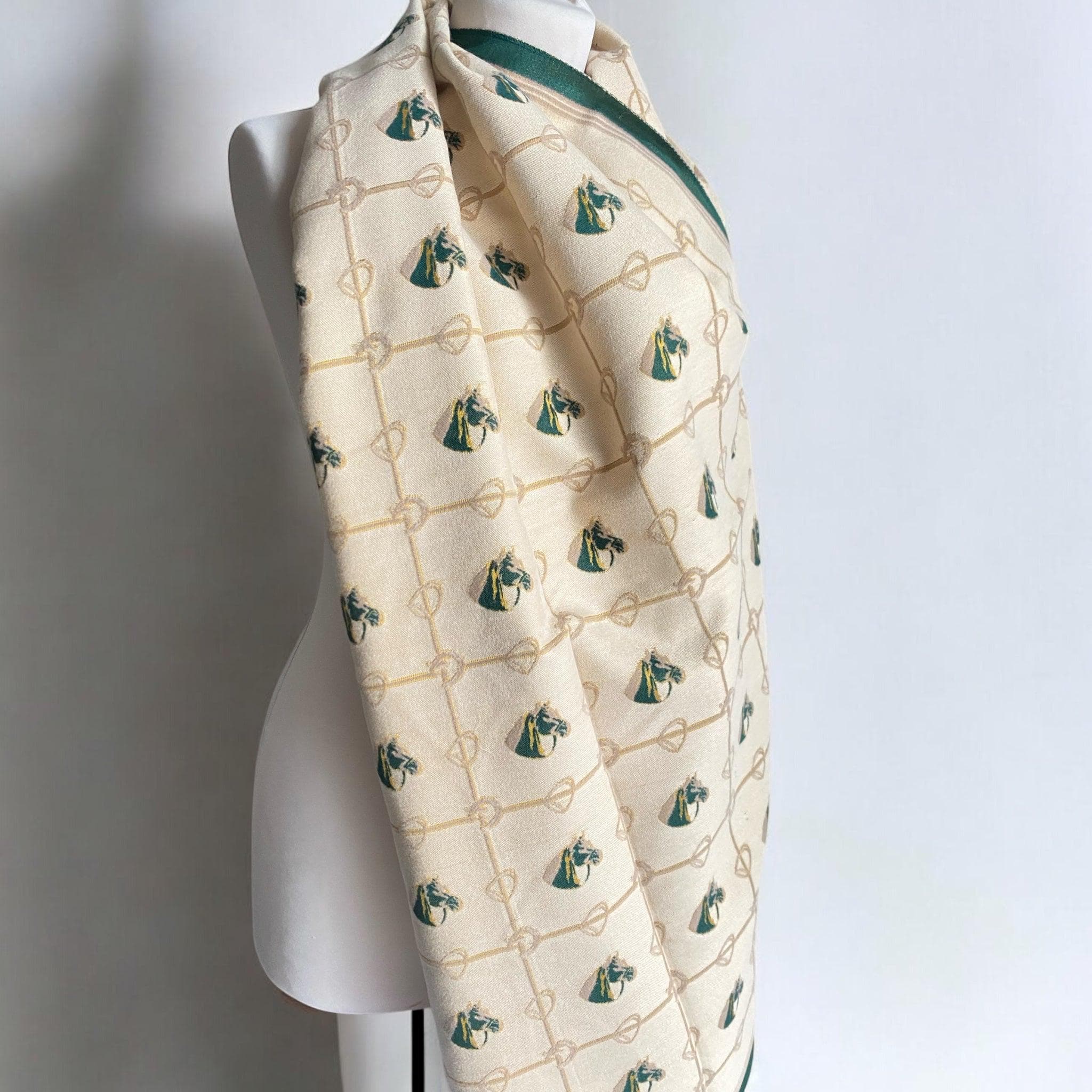 Green Horse Print Shawl – Stylish Scarf for Horse Lovers, Country Chic Wrap, Lightweight Fashion Accessory - image 3