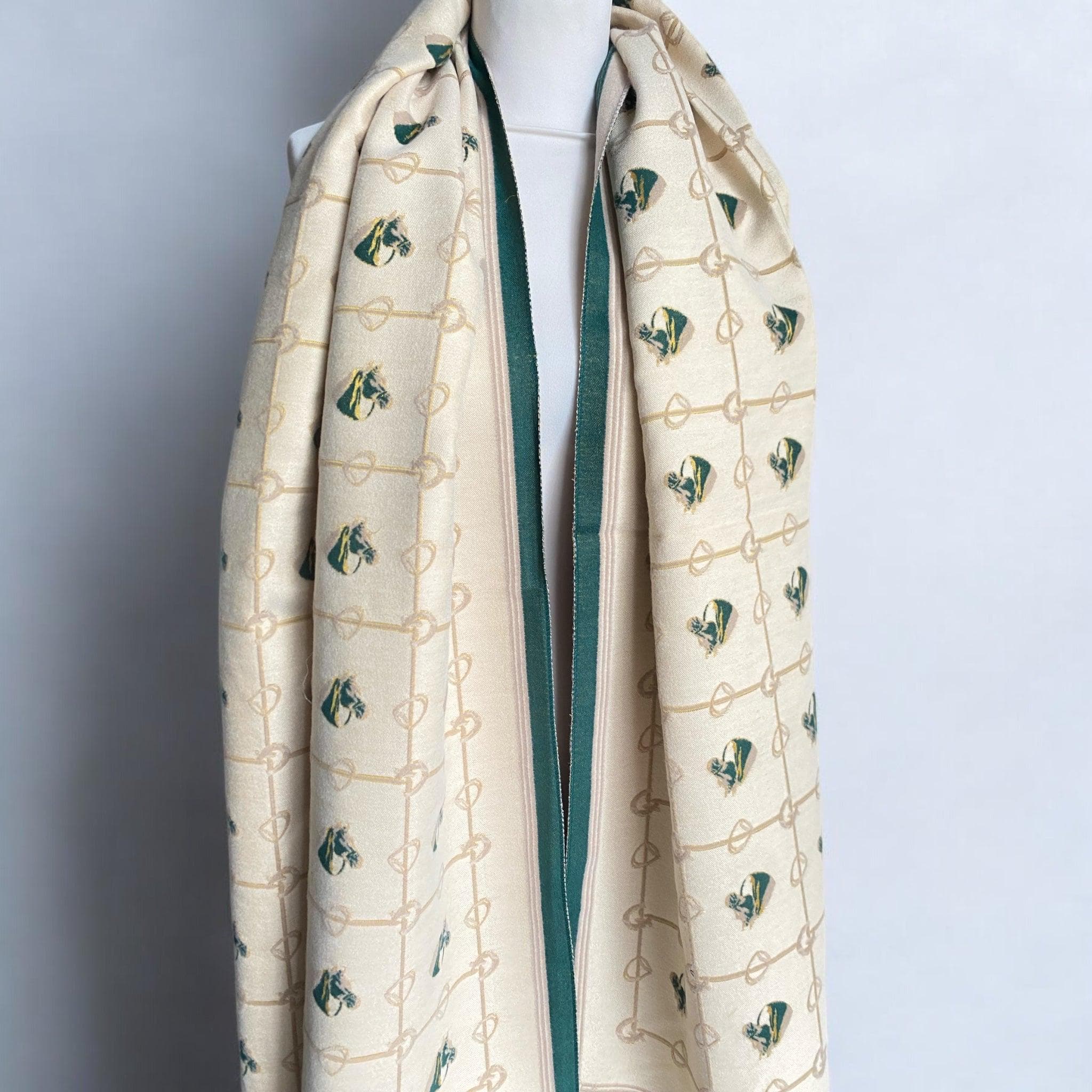 Green Horse Print Shawl – Stylish Scarf for Horse Lovers, Country Chic Wrap, Lightweight Fashion Accessory - image 5