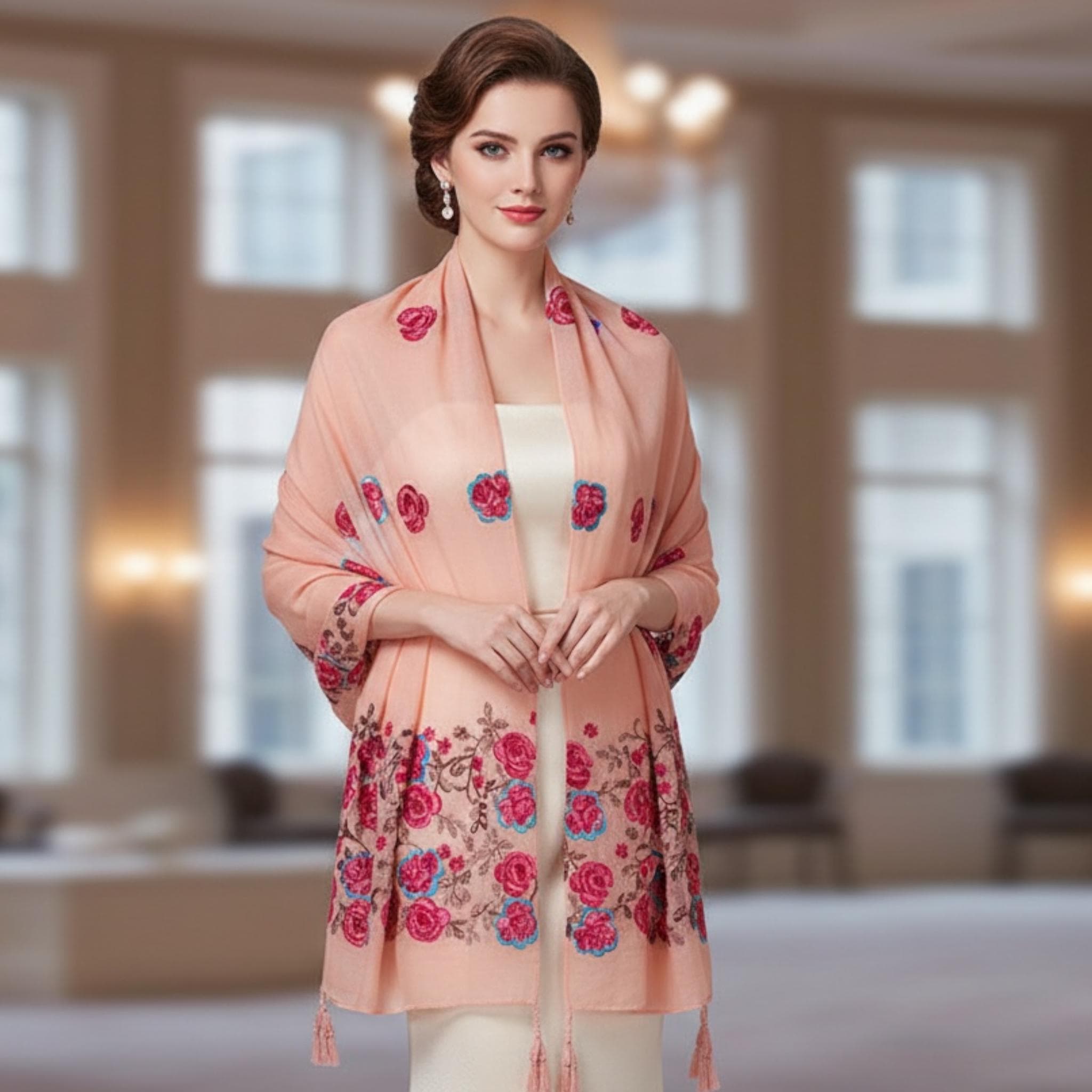 Ladies Travel Shawl with Embroidery | Lightweight Warm Wrap Scarf | Versatile Everyday Accessory - image 3